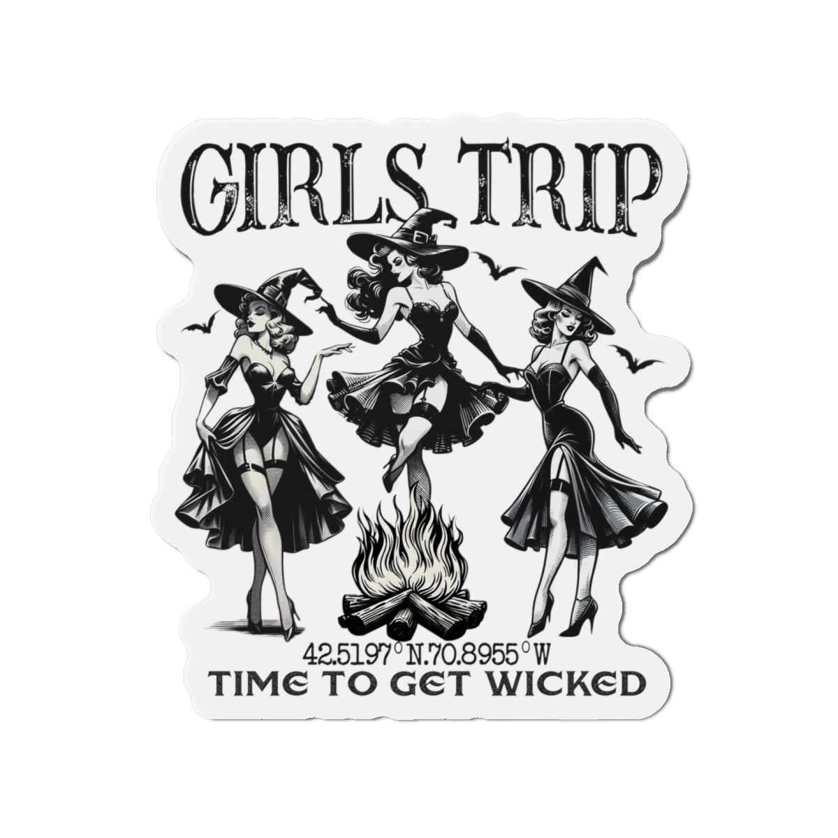 Girls Trip Die Cut Magnet - Salem Witches Halloween Decor, Kitchen Fridge Decor, Holiday Gift, Witchy Home Decor, Spooky Die-Cut Magnet