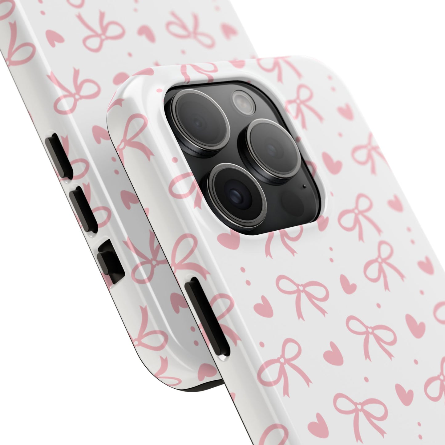 Love & Bows Tough Phone Cases for Girls, Cute Phone Cover, Valentine's Day Gift, Girly Accessories, Heart Pattern