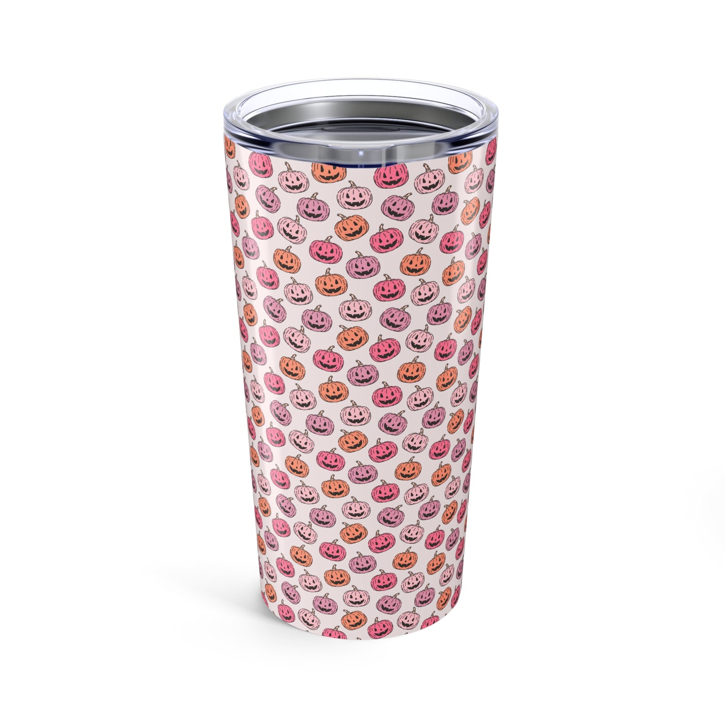 Cute Pumpkin Pattern Tumbler, 20oz Insulated Travel Mug, Fall Coffee Cup, Halloween Gift, Eco-Friendly Drinkware