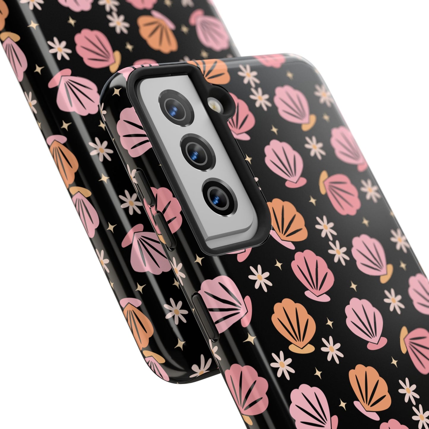 Floral Tough Phone Cases for Trendy Protection, Shell Pattern Phone Cover, Vibrant Floral Case, Girly Gift, Cute Tech Accessories