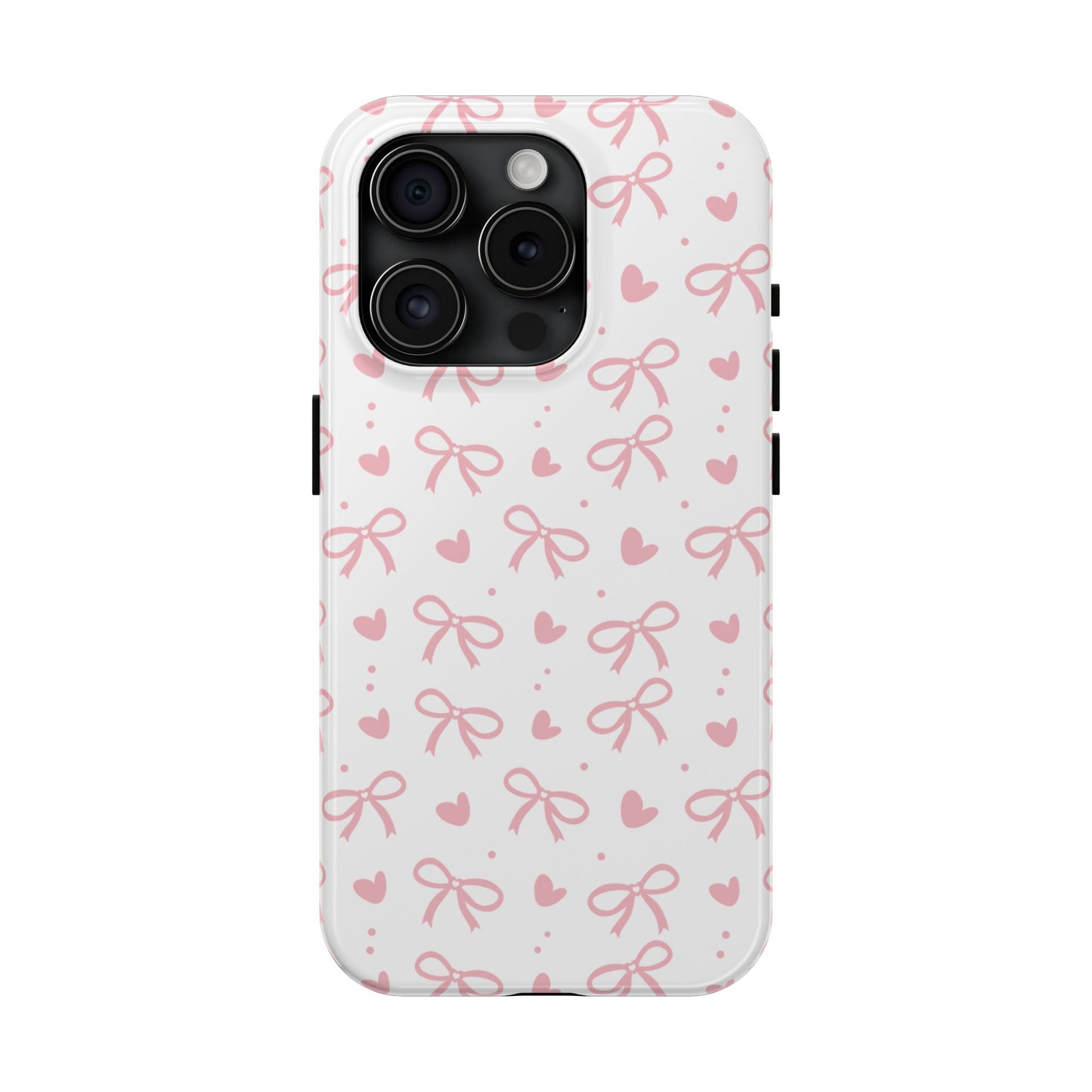 Love & Bows Tough Phone Cases for Girls, Cute Phone Cover, Valentine's Day Gift, Girly Accessories, Heart Pattern