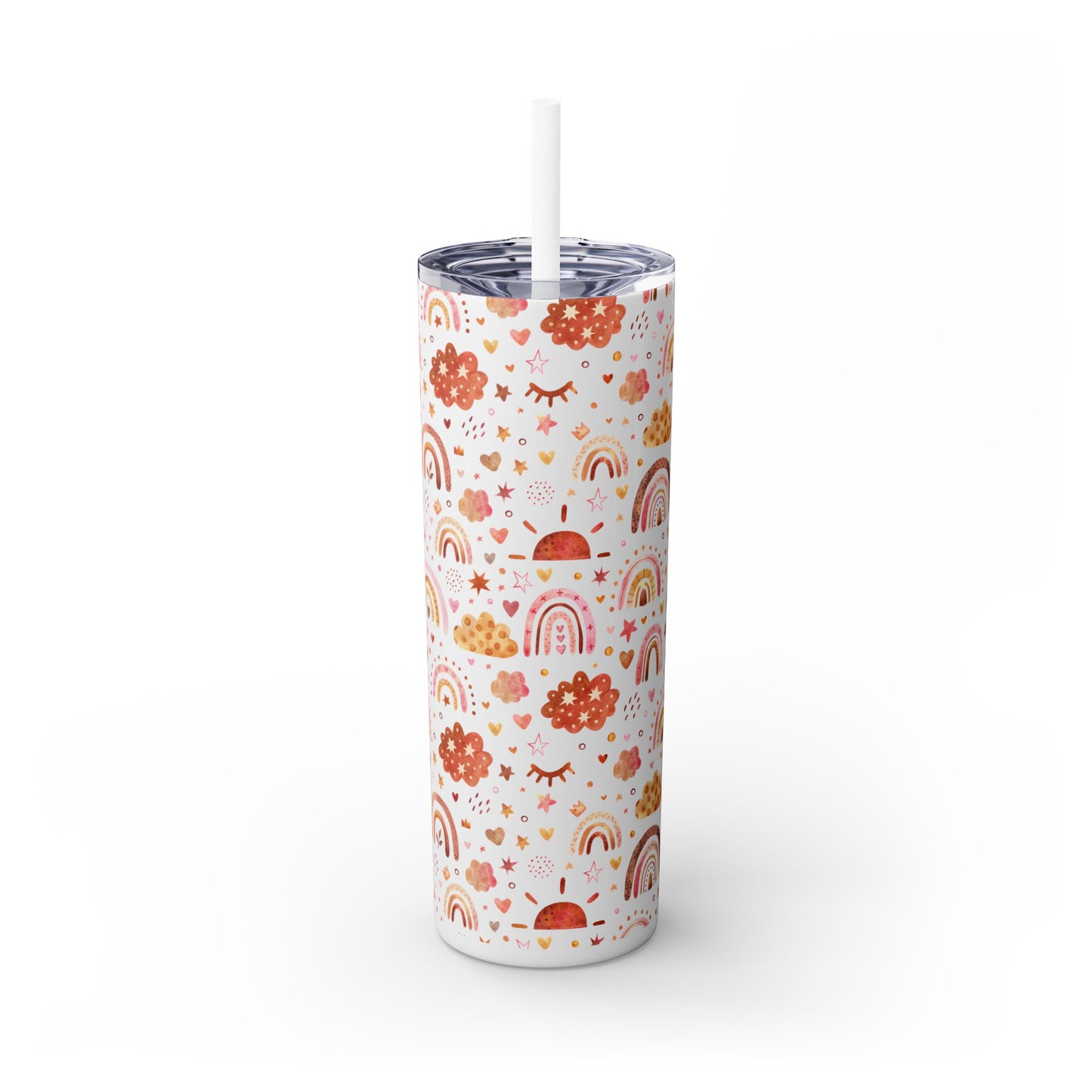 Boho Rainbow Skinny Tumbler with Straw, 20oz