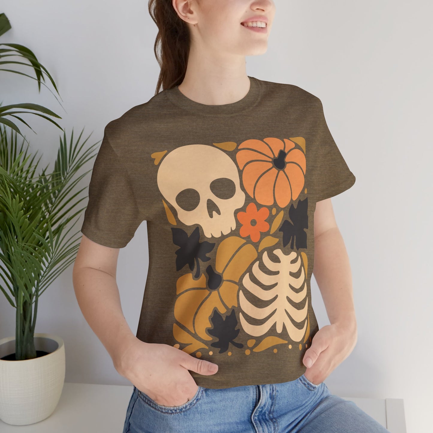 Autumn Vibes Graphic Tee | Halloween Shirt, Fall Apparel, Unisex Tee, Spooky Fashion, Pumpkin Skull Top