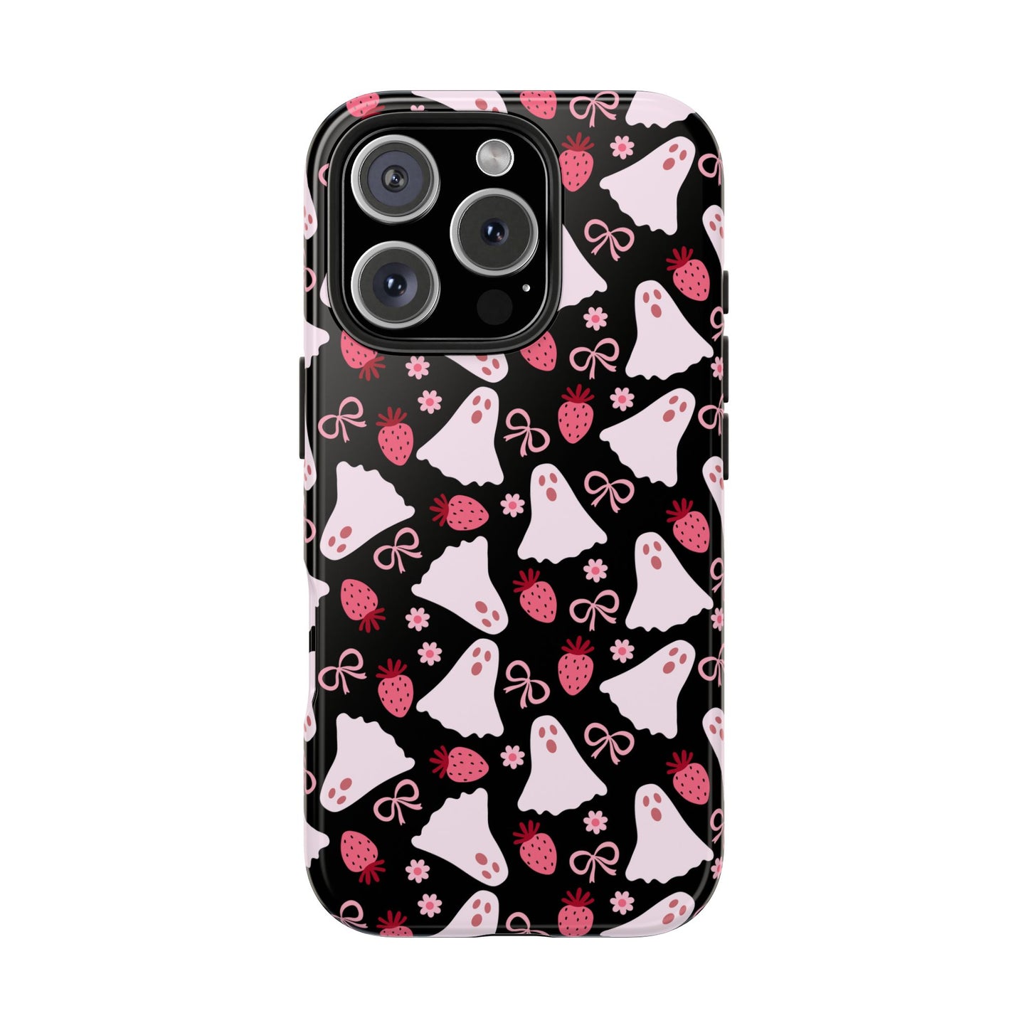 Cute Ghosts and Strawberries Phone Case | Tough Phone Cases, Halloween Accessories, Unique Gift Ideas, Spooky Aesthetic, Everyday Style