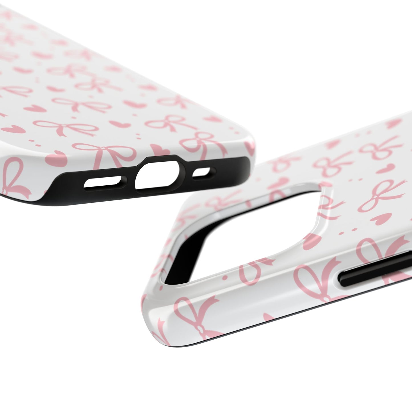 Love & Bows Tough Phone Cases for Girls, Cute Phone Cover, Valentine's Day Gift, Girly Accessories, Heart Pattern