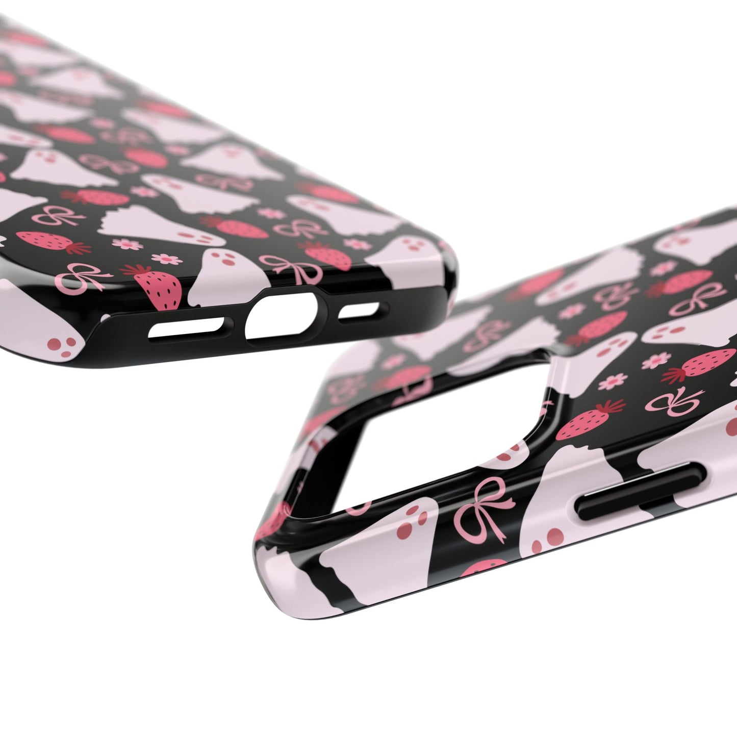 Cute Ghosts and Strawberries Phone Case | Tough Phone Cases, Halloween Accessories, Unique Gift Ideas, Spooky Aesthetic, Everyday Style