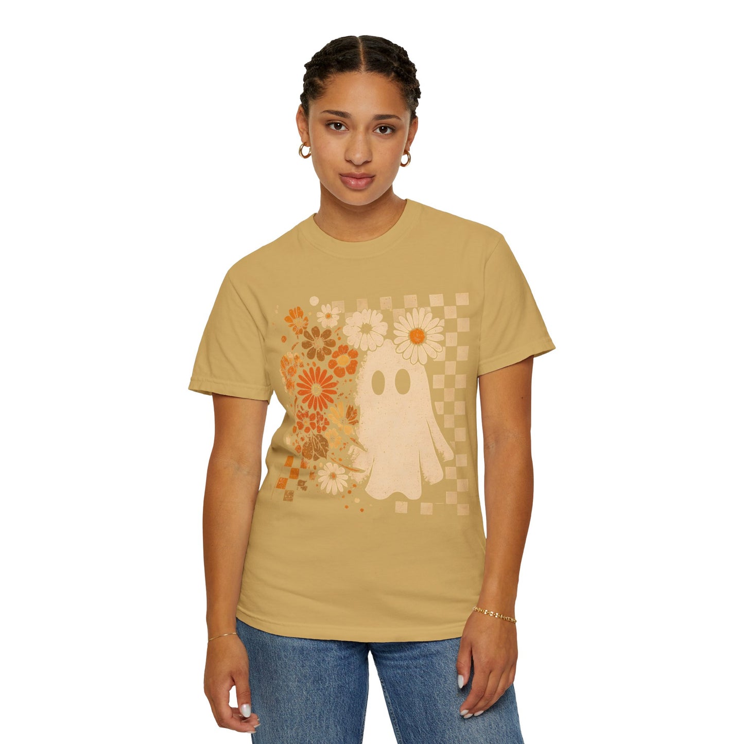 Whimsical Floral Ghost T-shirt, Casual Tee for Art Lovers, Perfect Gift for Halloween, Fall Fashion
