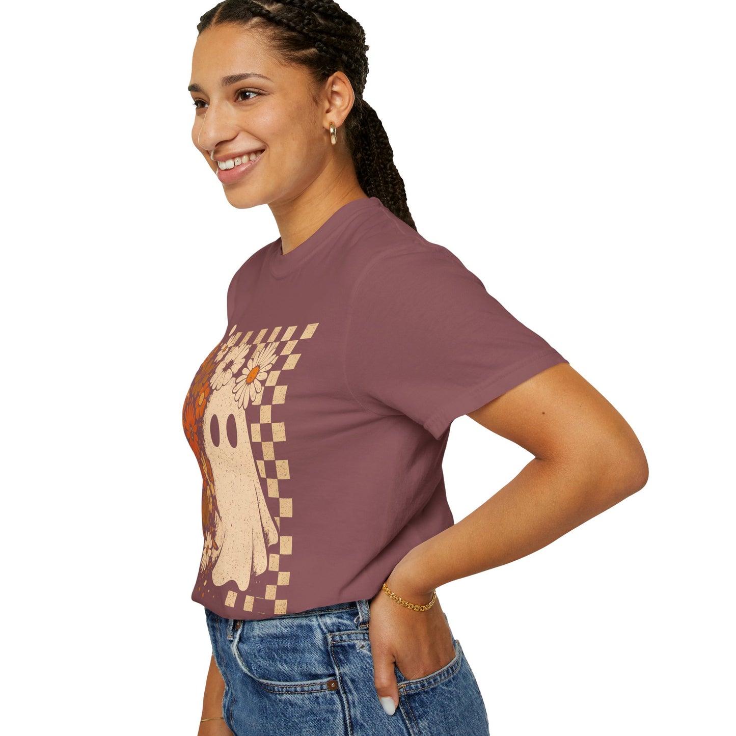 Whimsical Floral Ghost T-shirt, Casual Tee for Art Lovers, Perfect Gift for Halloween, Fall Fashion