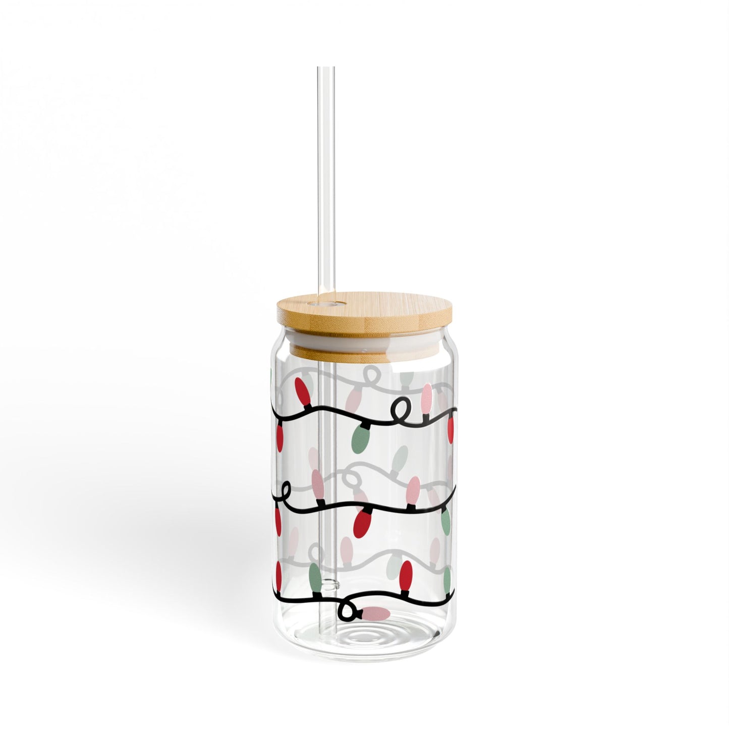 Festive Sipper Glass, 16oz - Holiday Drinkware, Christmas Gifts, Reusable Glass, Eco-Friendly, Party Essentials