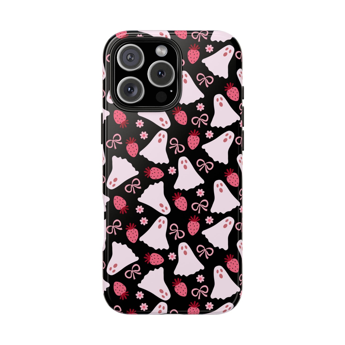 Cute Ghosts and Strawberries Phone Case | Tough Phone Cases, Halloween Accessories, Unique Gift Ideas, Spooky Aesthetic, Everyday Style