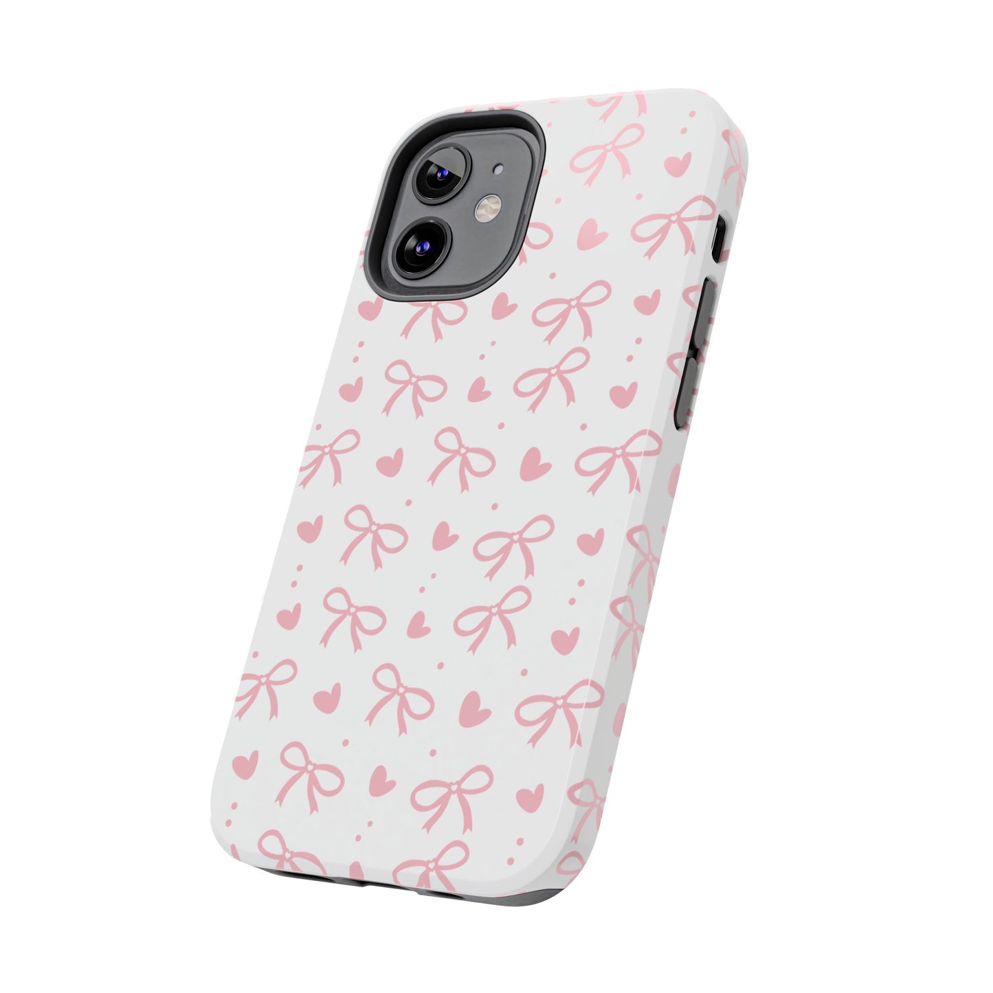 Love & Bows Tough Phone Cases for Girls, Cute Phone Cover, Valentine's Day Gift, Girly Accessories, Heart Pattern