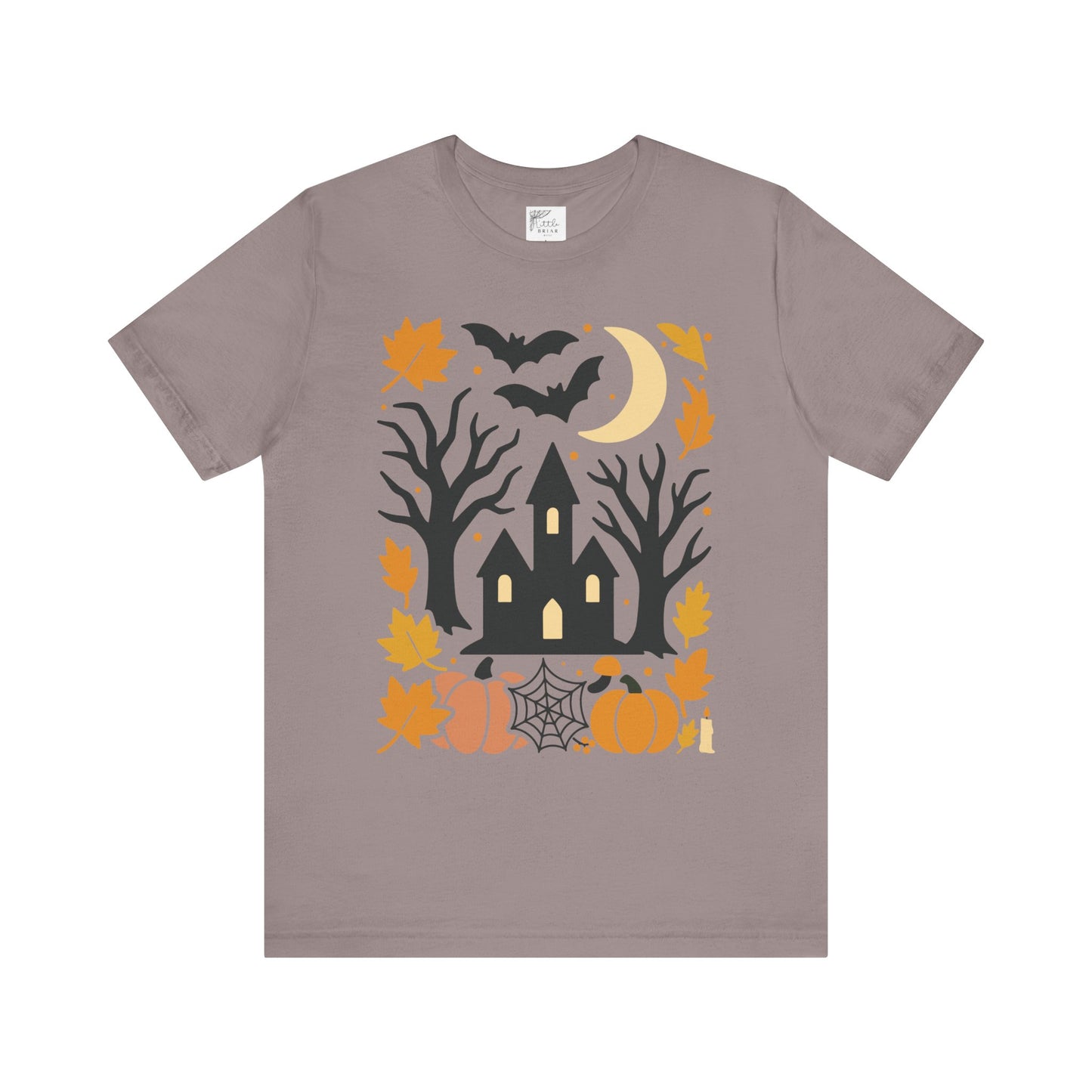 Halloween Haunted House Tee, Spooky Shirt, Fall Apparel, Unisex Halloween Top, Pumpkin & Bat Graphic Tee