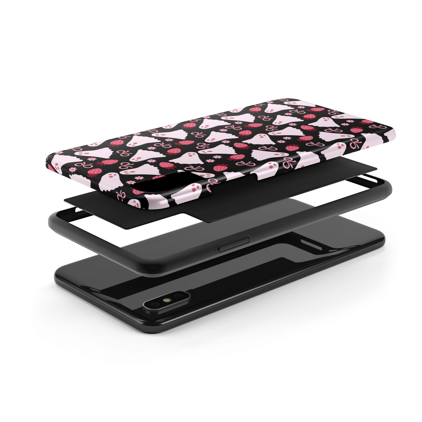 Cute Ghosts and Strawberries Phone Case | Tough Phone Cases, Halloween Accessories, Unique Gift Ideas, Spooky Aesthetic, Everyday Style