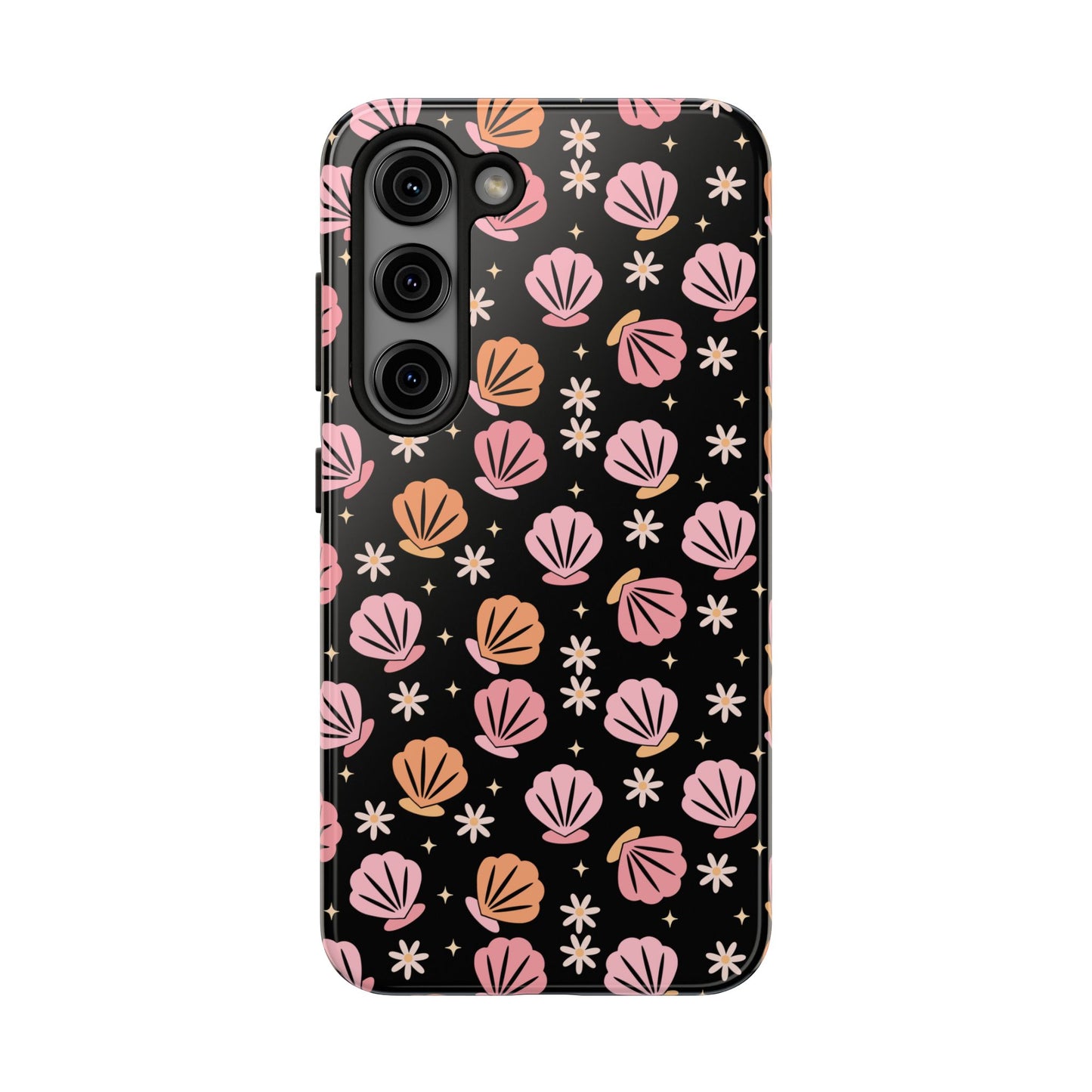 Floral Tough Phone Cases for Trendy Protection, Shell Pattern Phone Cover, Vibrant Floral Case, Girly Gift, Cute Tech Accessories