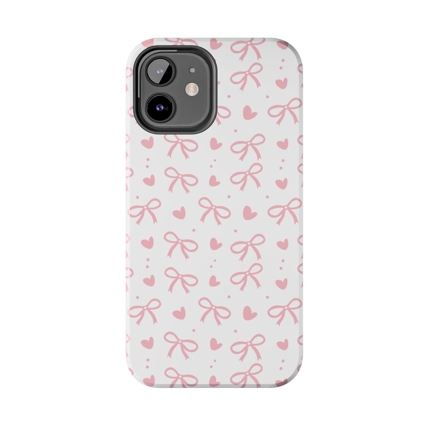 Love & Bows Tough Phone Cases for Girls, Cute Phone Cover, Valentine's Day Gift, Girly Accessories, Heart Pattern