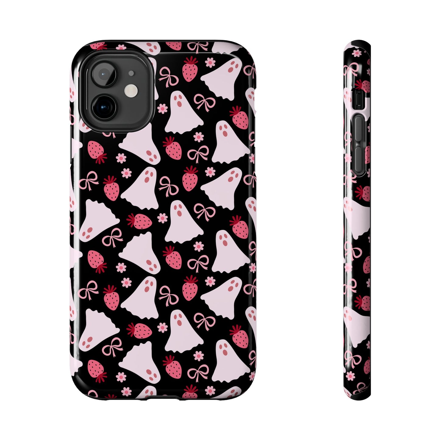Cute Ghosts and Strawberries Phone Case | Tough Phone Cases, Halloween Accessories, Unique Gift Ideas, Spooky Aesthetic, Everyday Style