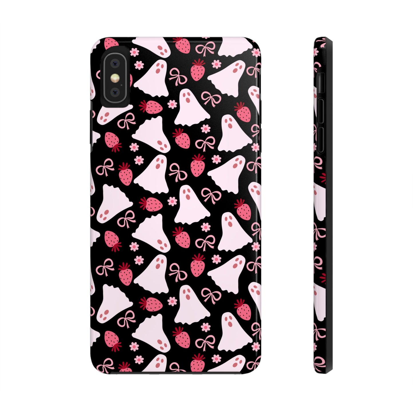 Cute Ghosts and Strawberries Phone Case | Tough Phone Cases, Halloween Accessories, Unique Gift Ideas, Spooky Aesthetic, Everyday Style