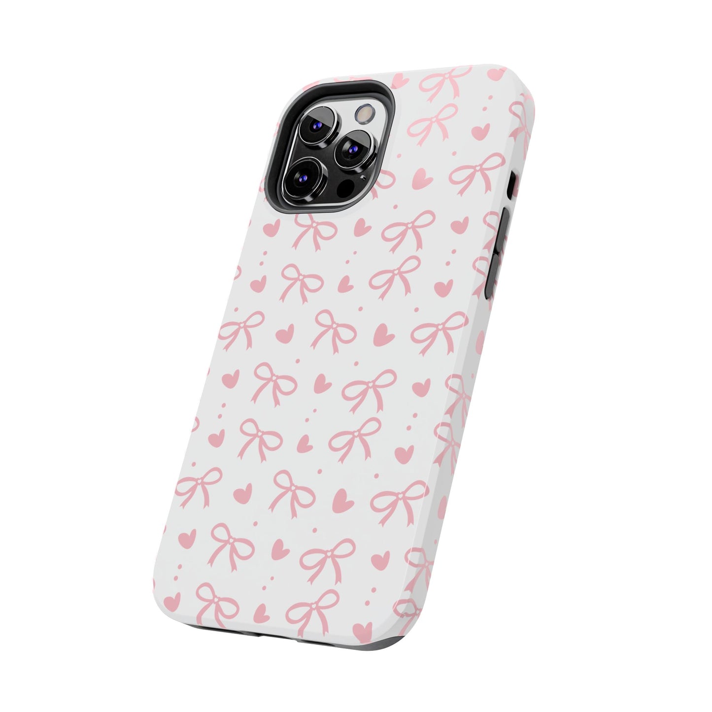 Love & Bows Tough Phone Cases for Girls, Cute Phone Cover, Valentine's Day Gift, Girly Accessories, Heart Pattern