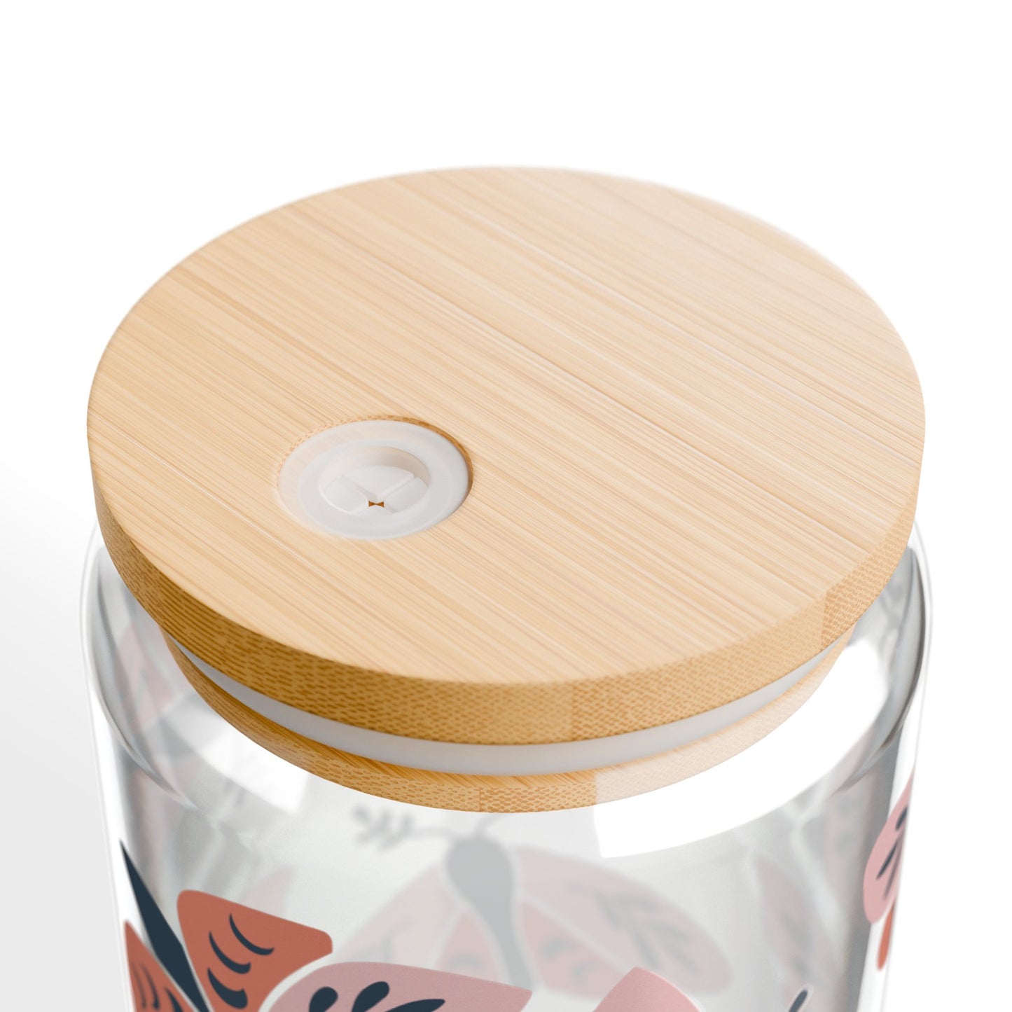 Floral Sipper Glass, 16oz, Eco-Friendly Drinkware, Reusable Beverage Container, Gift for Tea Lovers, Perfect for Summer Parties