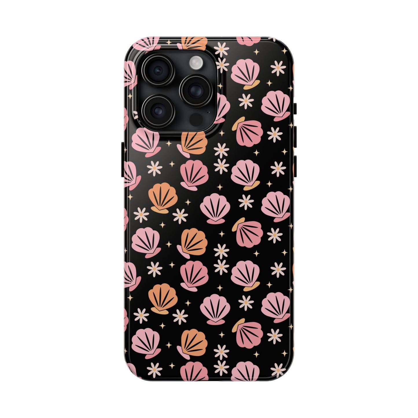 Floral Tough Phone Cases for Trendy Protection, Shell Pattern Phone Cover, Vibrant Floral Case, Girly Gift, Cute Tech Accessories