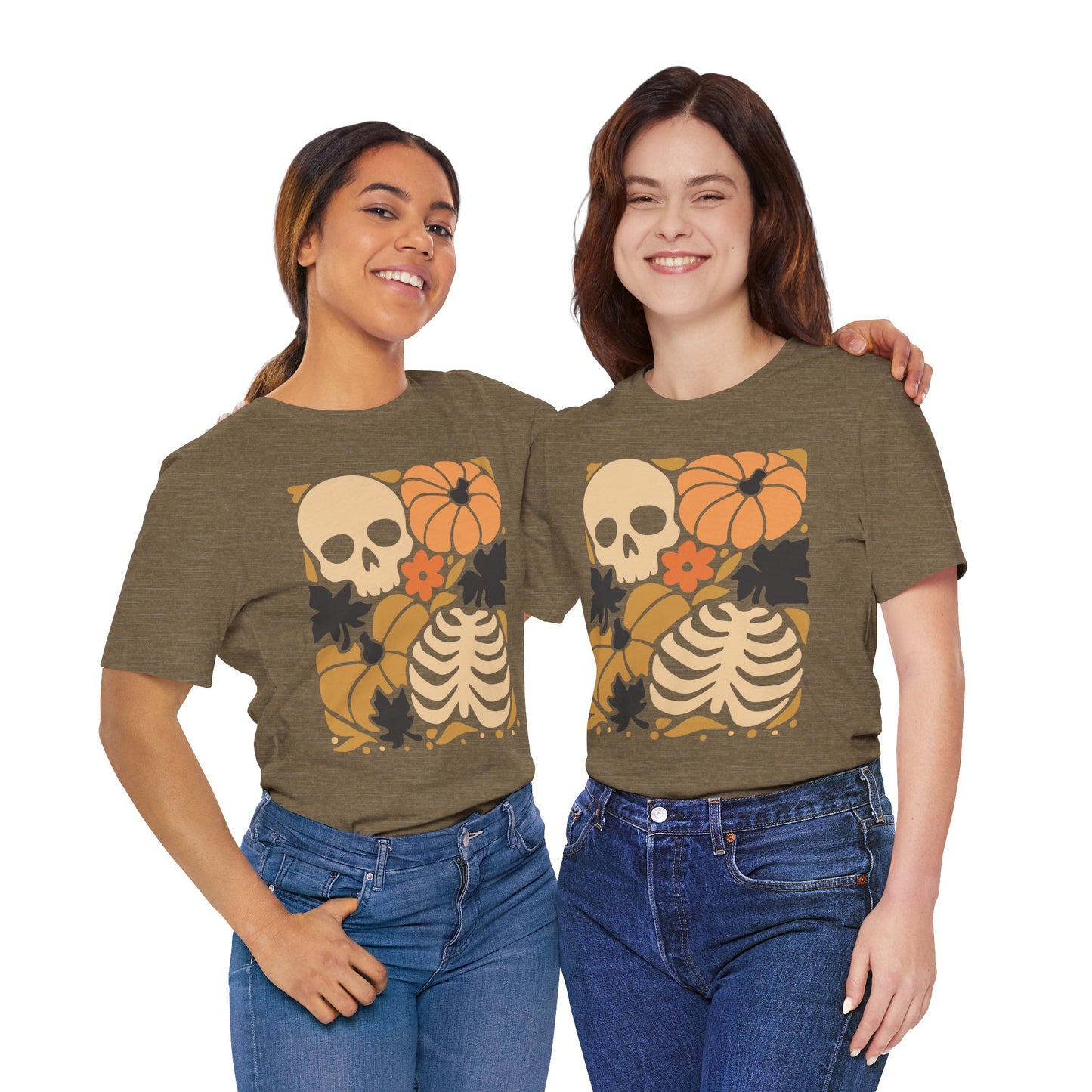 Autumn Vibes Graphic Tee | Halloween Shirt, Fall Apparel, Unisex Tee, Spooky Fashion, Pumpkin Skull Top