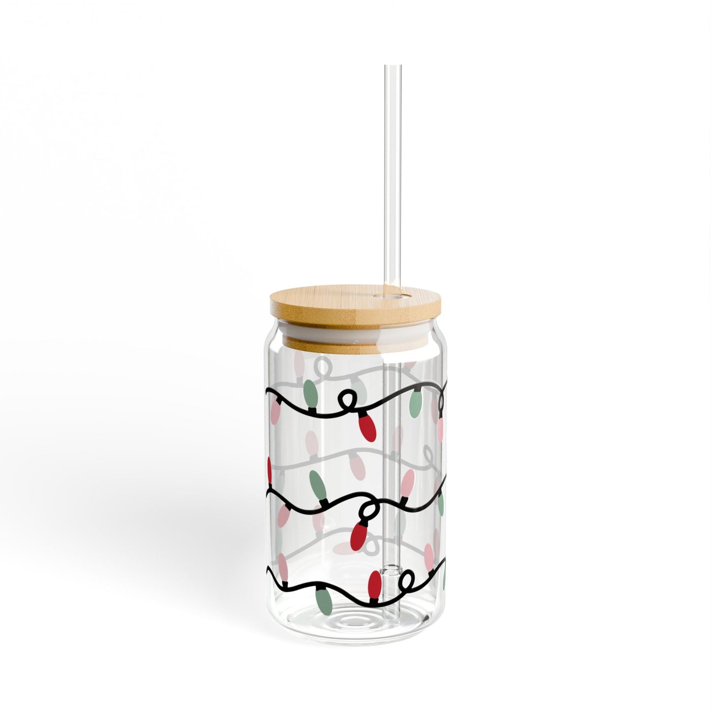 Festive Sipper Glass, 16oz - Holiday Drinkware, Christmas Gifts, Reusable Glass, Eco-Friendly, Party Essentials