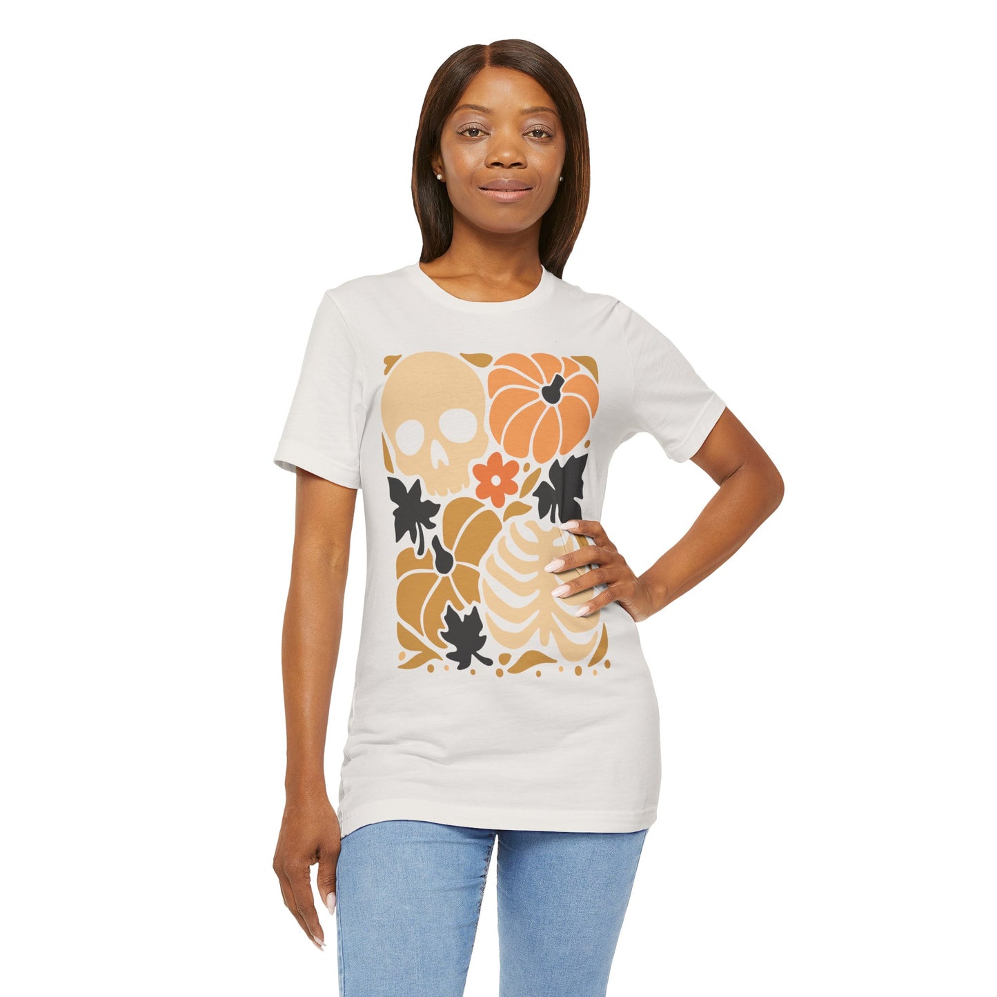 Autumn Vibes Graphic Tee | Halloween Shirt, Fall Apparel, Unisex Tee, Spooky Fashion, Pumpkin Skull Top
