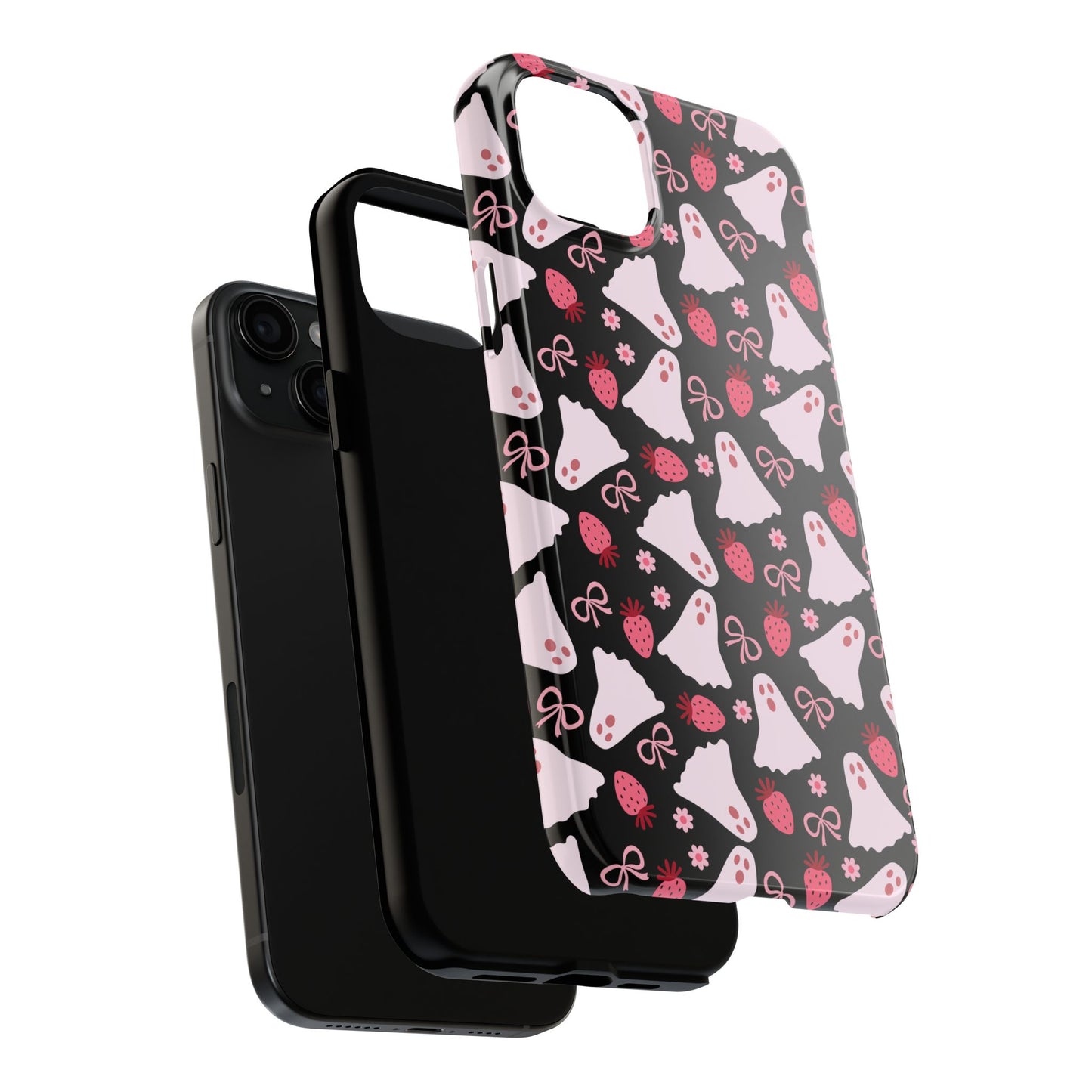 Cute Ghosts and Strawberries Phone Case | Tough Phone Cases, Halloween Accessories, Unique Gift Ideas, Spooky Aesthetic, Everyday Style
