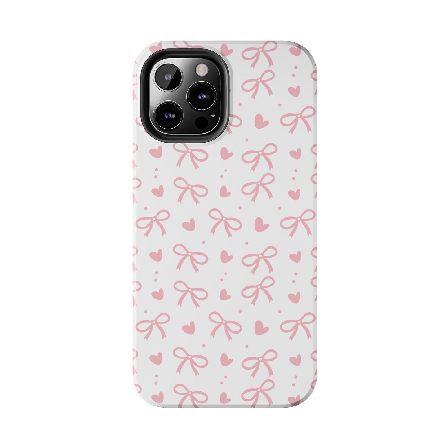 Love & Bows Tough Phone Cases for Girls, Cute Phone Cover, Valentine's Day Gift, Girly Accessories, Heart Pattern