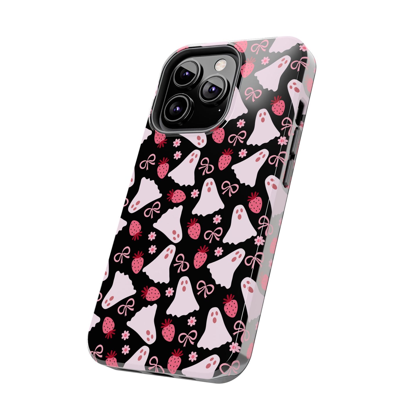 Cute Ghosts and Strawberries Phone Case | Tough Phone Cases, Halloween Accessories, Unique Gift Ideas, Spooky Aesthetic, Everyday Style