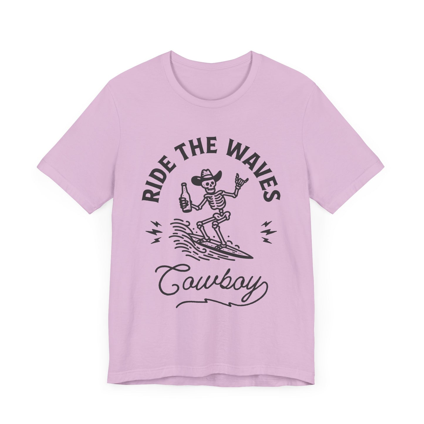 Surfing Skeleton Tee - Ride the Waves Cowboy Shirt, Beachwear, Summer Vibes, Gift for Surfers, Casual T-Shirt