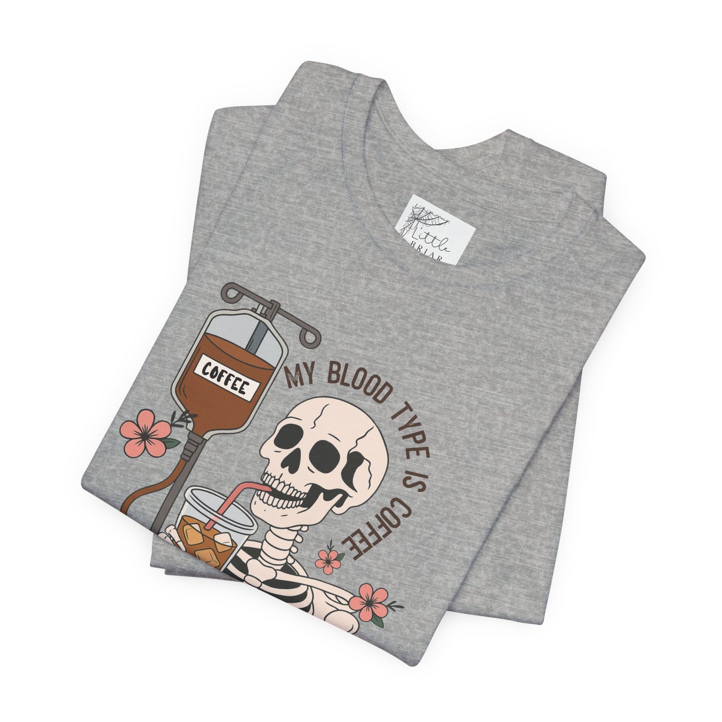 Coffee Lover's Skeleton Tee - Unisex Short Sleeve Shirt, Ideal Gift for Coffee Addicts, Fun Halloween Apparel, Quirky Coffee Shirt