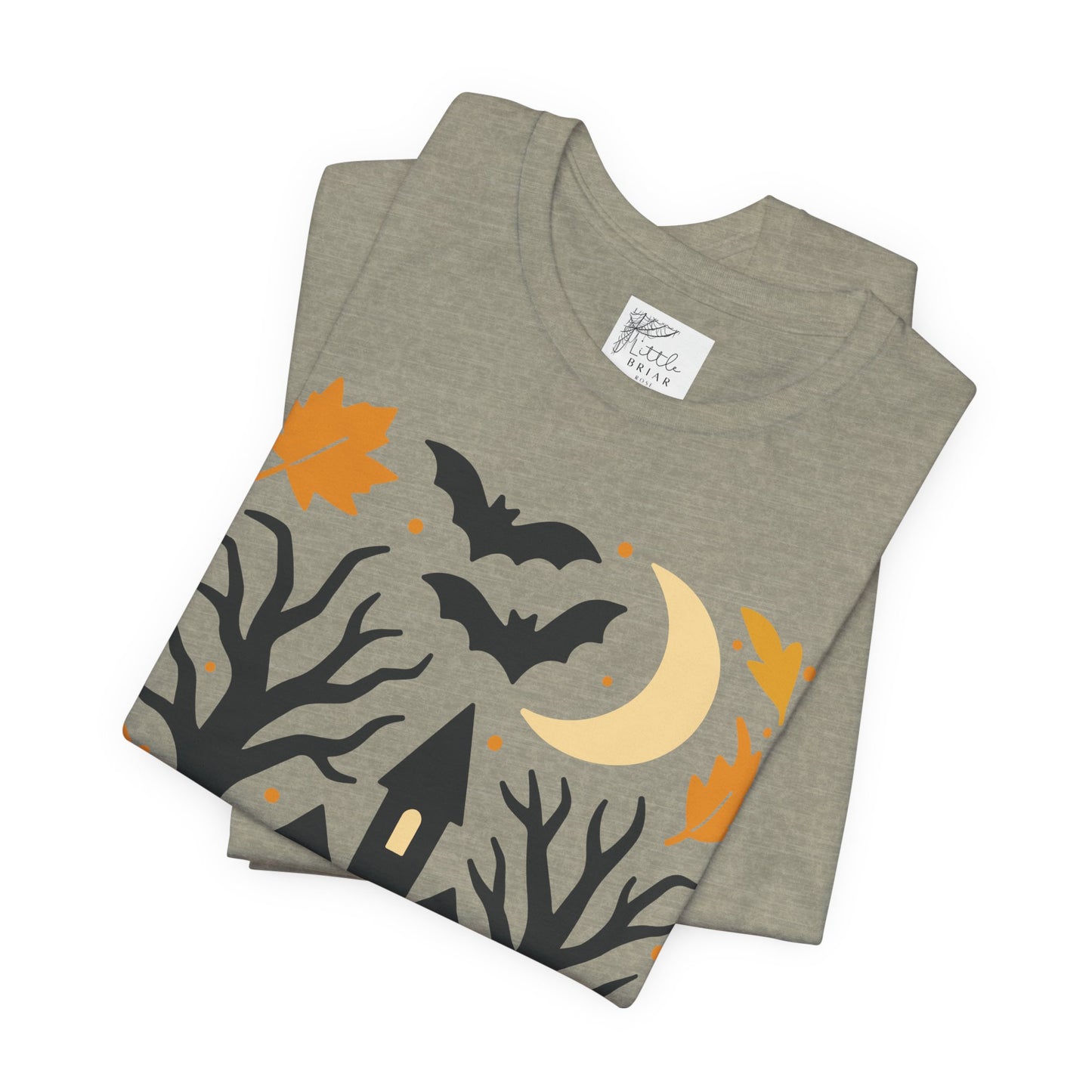 Halloween Haunted House Tee, Spooky Shirt, Fall Apparel, Unisex Halloween Top, Pumpkin & Bat Graphic Tee