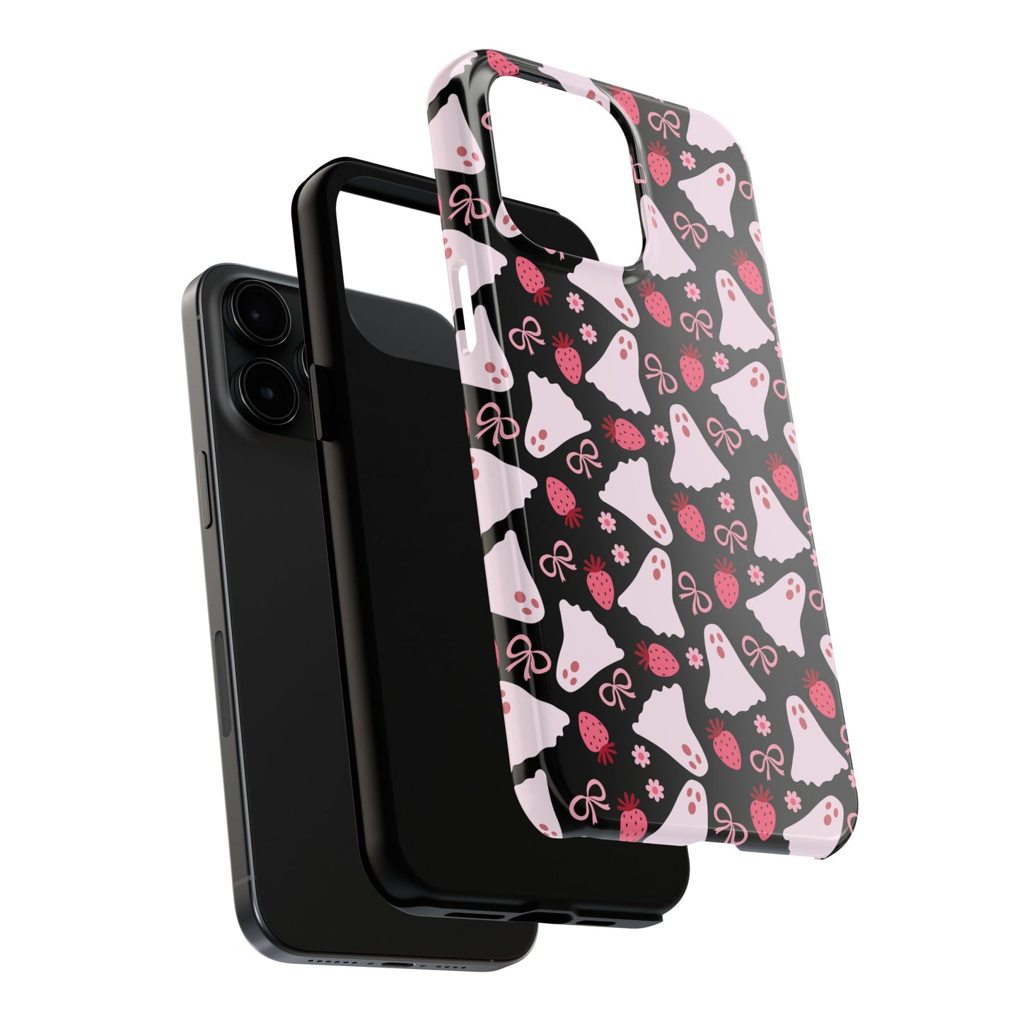 Cute Ghosts and Strawberries Phone Case | Tough Phone Cases, Halloween Accessories, Unique Gift Ideas, Spooky Aesthetic, Everyday Style