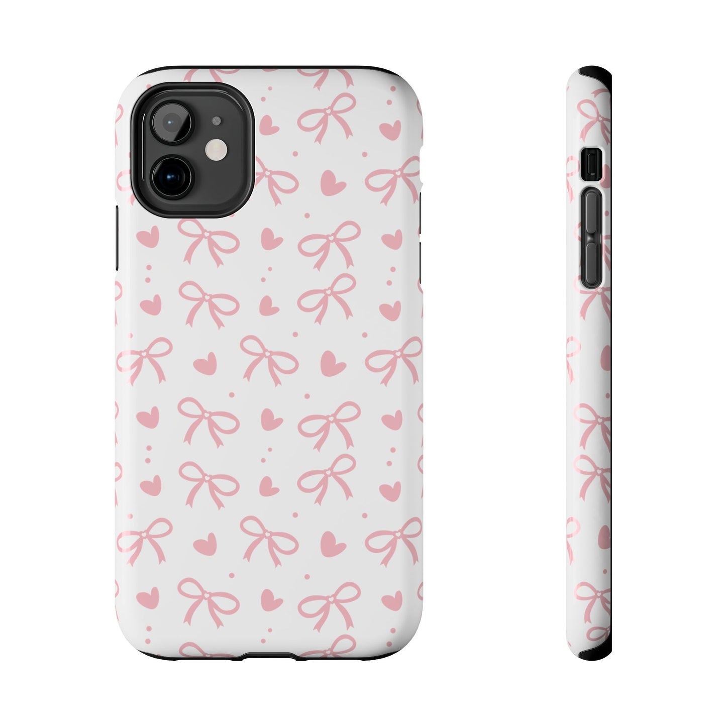Love & Bows Tough Phone Cases for Girls, Cute Phone Cover, Valentine's Day Gift, Girly Accessories, Heart Pattern