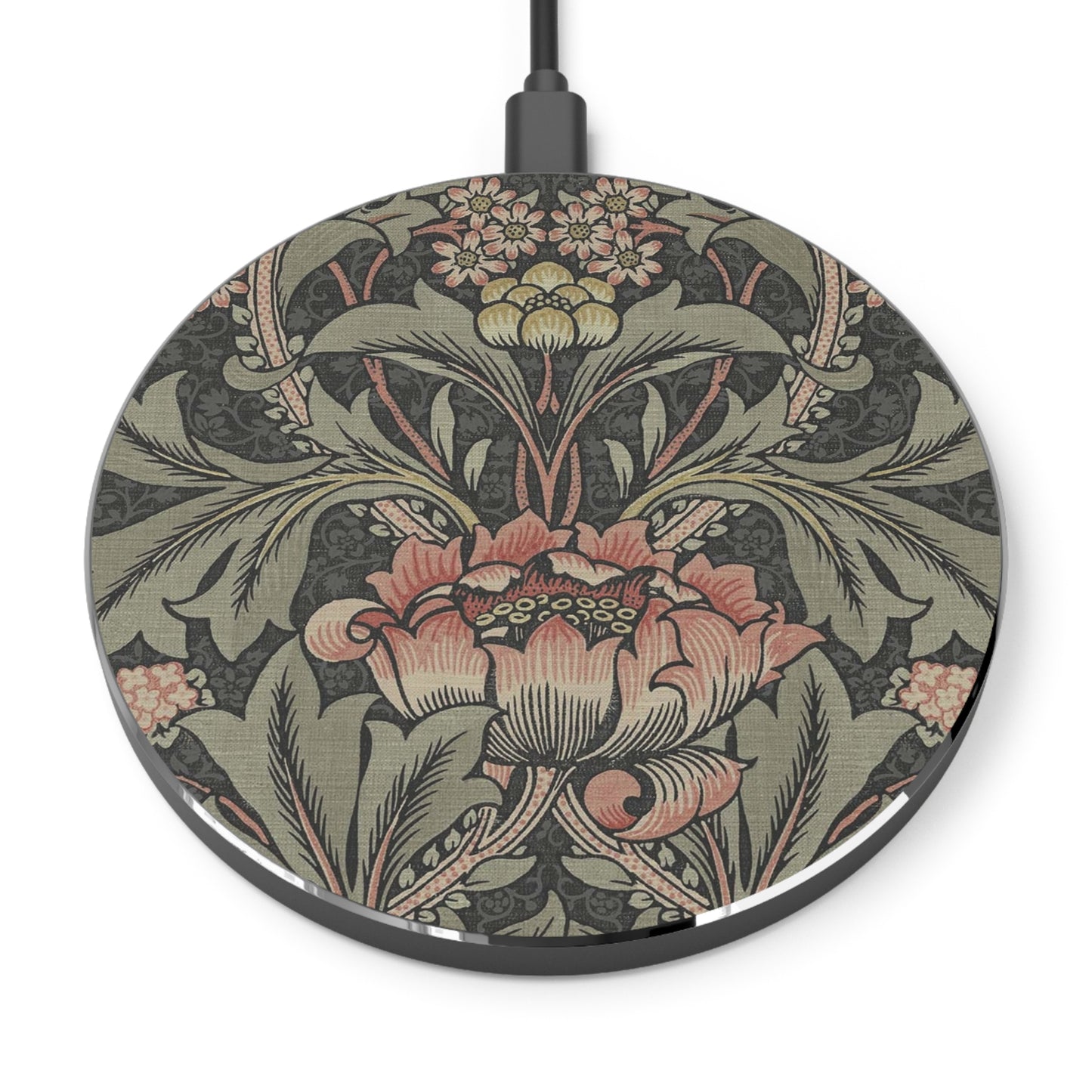 Green Floral Print Wireless Charger