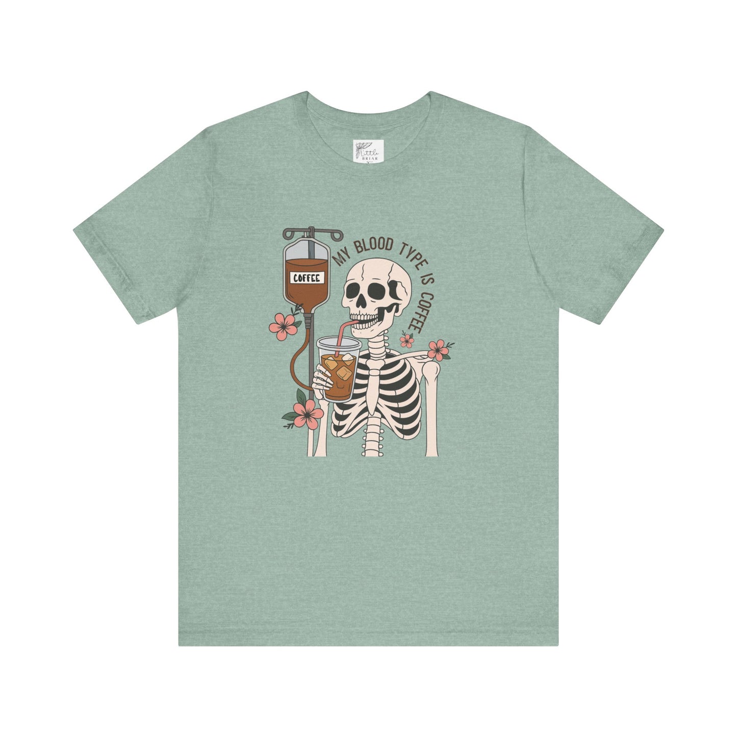 Coffee Lover's Skeleton Tee - Unisex Short Sleeve Shirt, Ideal Gift for Coffee Addicts, Fun Halloween Apparel, Quirky Coffee Shirt