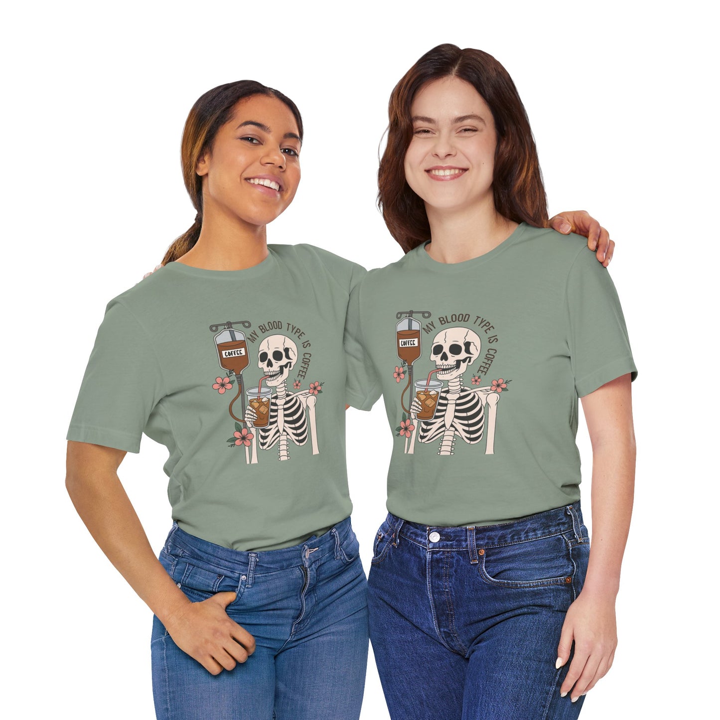 Coffee Lover's Skeleton Tee - Unisex Short Sleeve Shirt, Ideal Gift for Coffee Addicts, Fun Halloween Apparel, Quirky Coffee Shirt