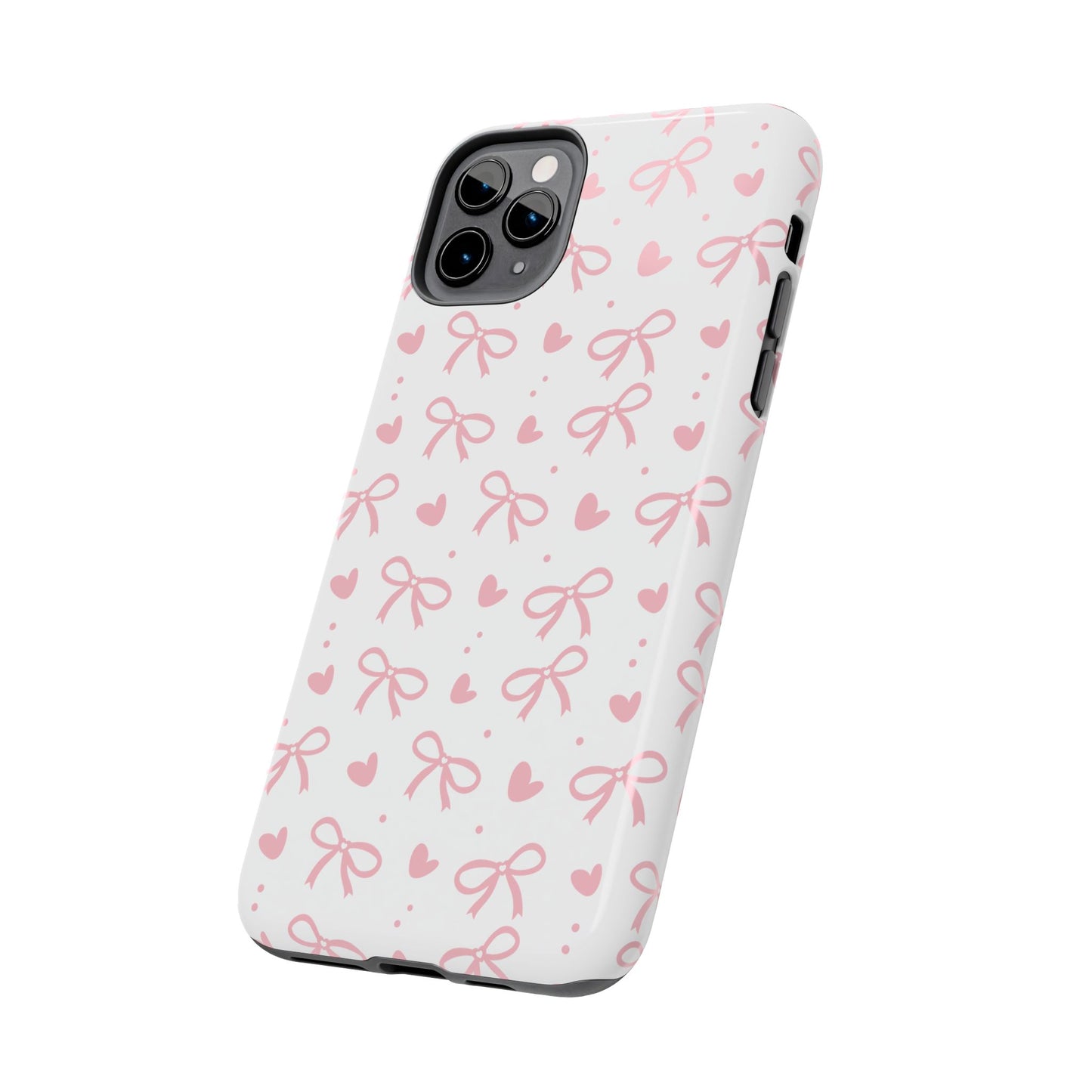 Love & Bows Tough Phone Cases for Girls, Cute Phone Cover, Valentine's Day Gift, Girly Accessories, Heart Pattern