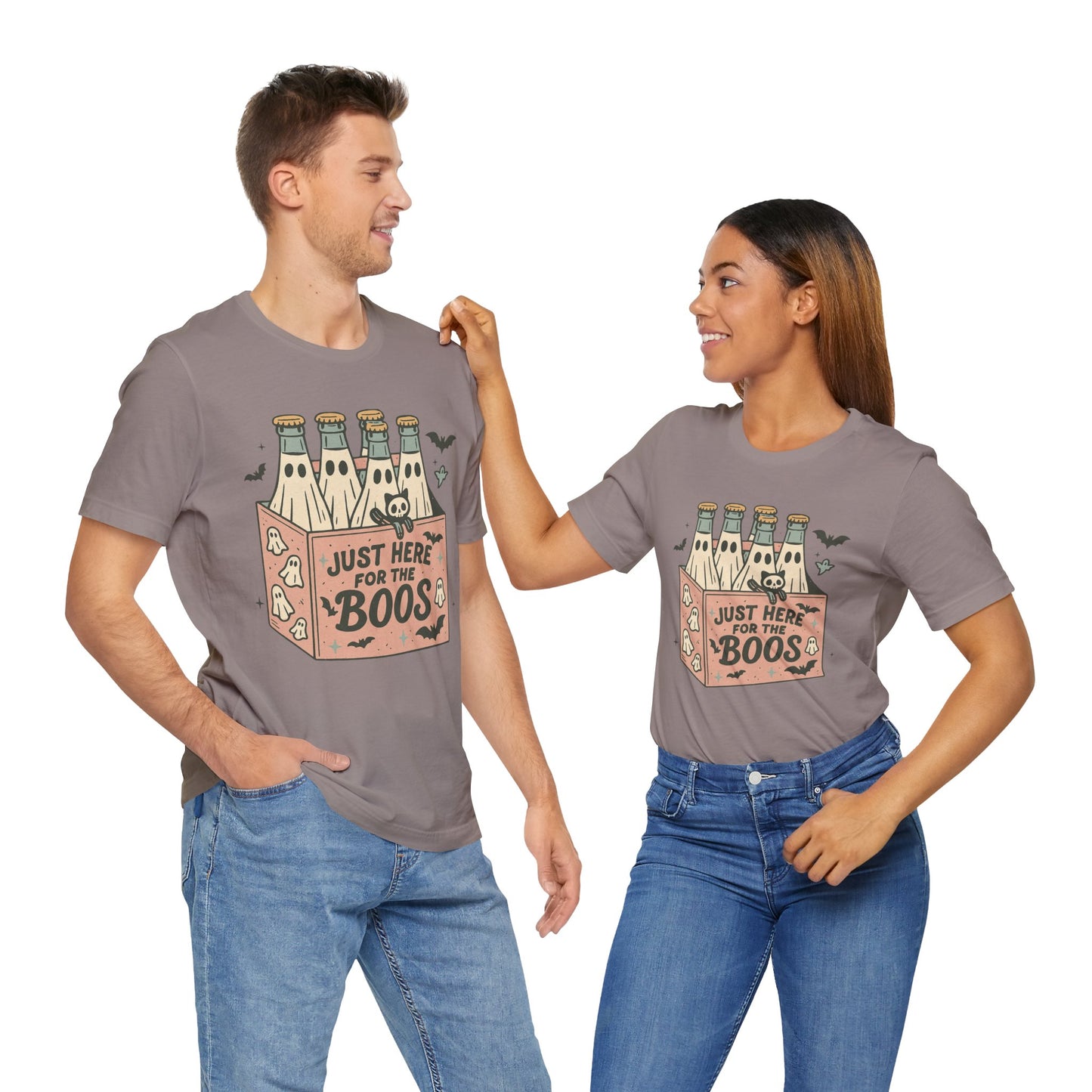 Halloween Vibes Unisex Tee - Just Here for the Boos, Fun Halloween Shirt, Party Wear, Gag Gift, Ghostly Spirit Classy Wear