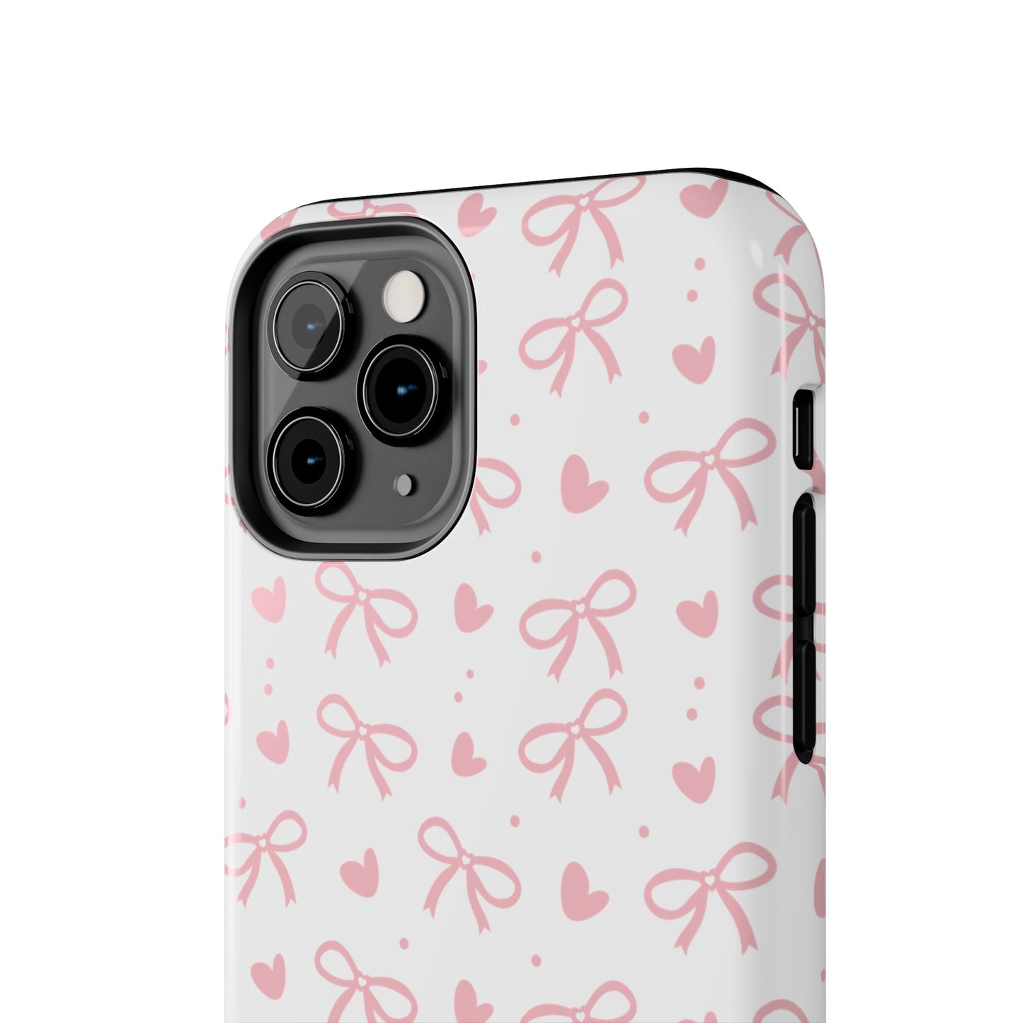 Love & Bows Tough Phone Cases for Girls, Cute Phone Cover, Valentine's Day Gift, Girly Accessories, Heart Pattern
