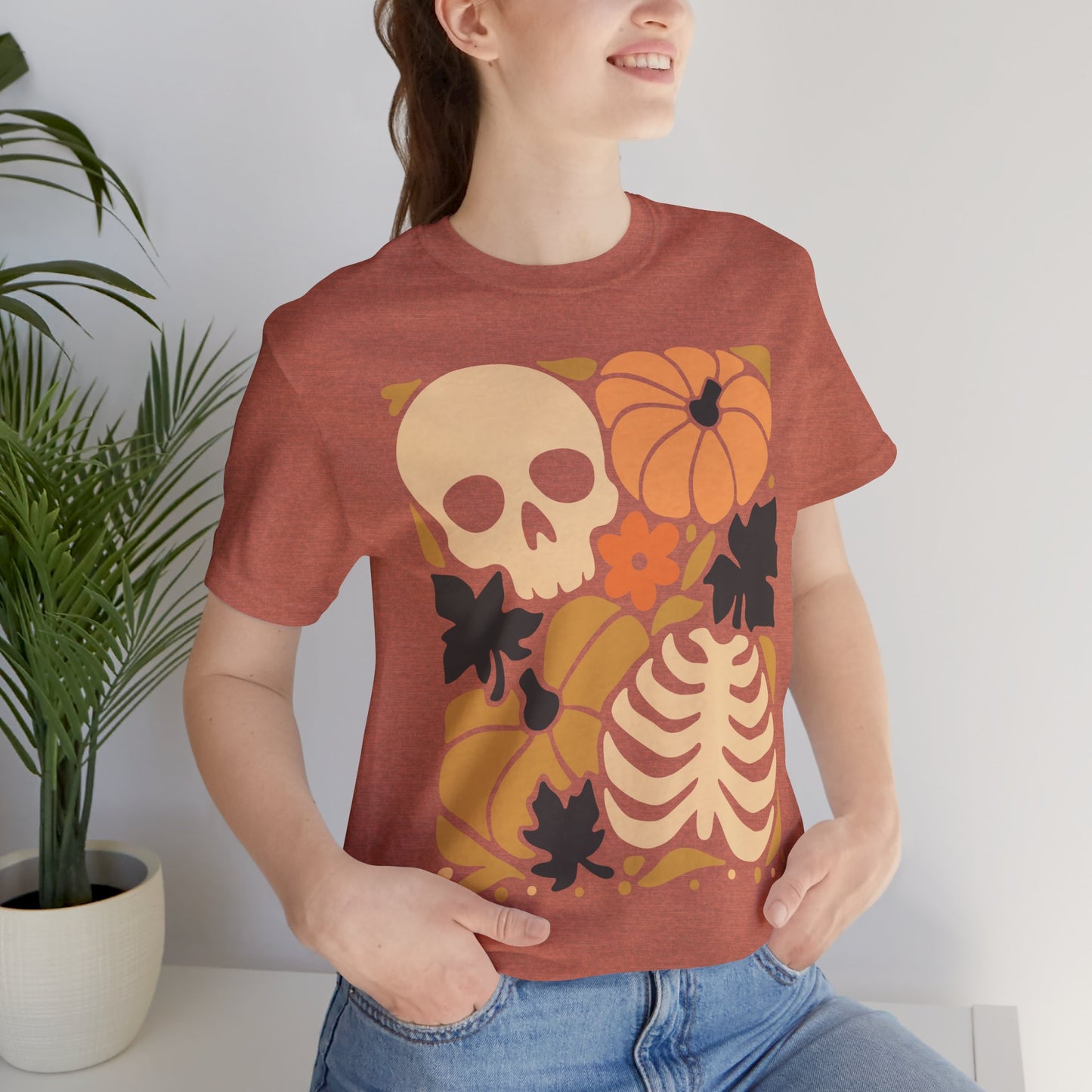 Autumn Vibes Graphic Tee | Halloween Shirt, Fall Apparel, Unisex Tee, Spooky Fashion, Pumpkin Skull Top