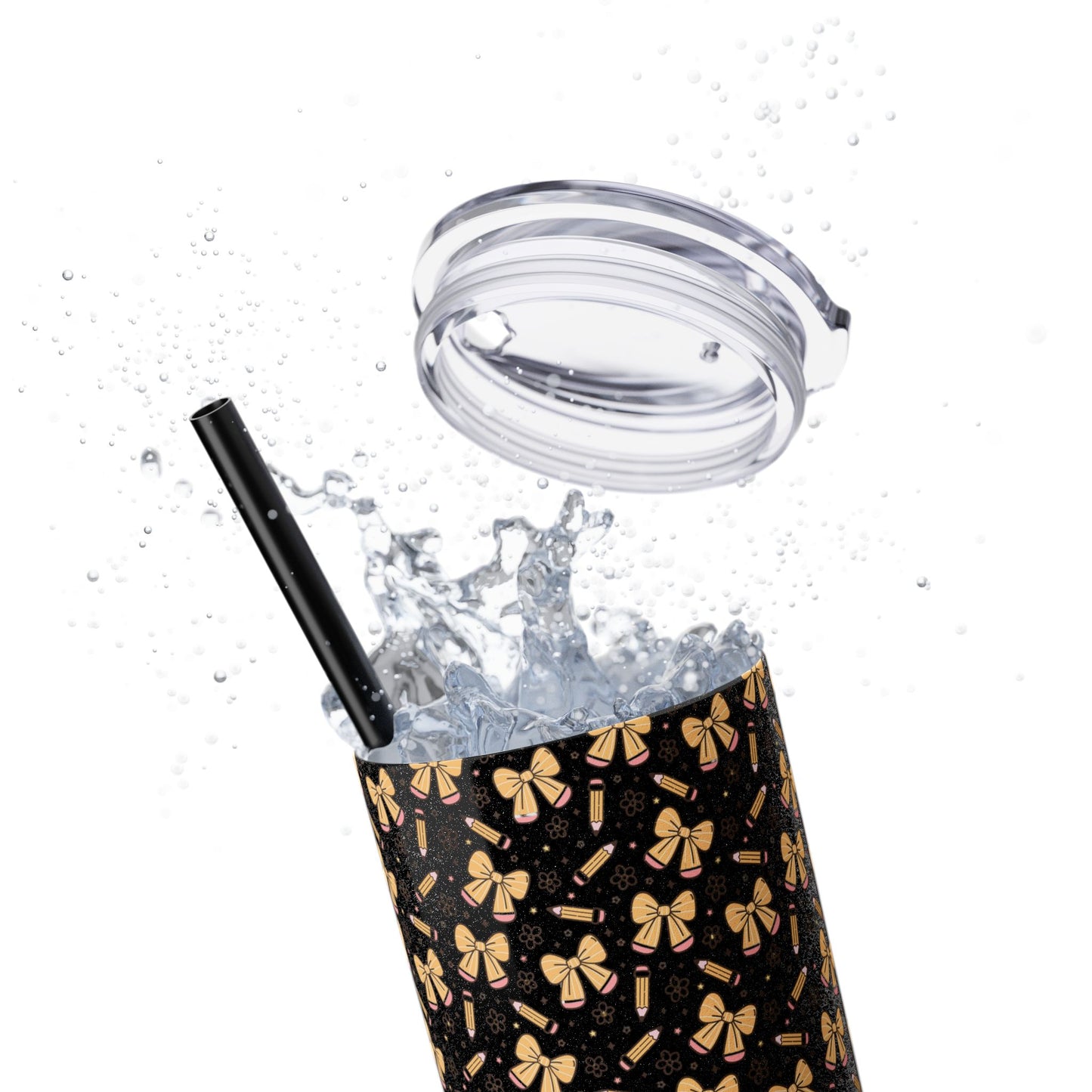 Butterfly Pattern Skinny Tumbler with Straw, Floral Travel Mug, Cute Drinkware, Summer Outing Accessory, Gift for Her