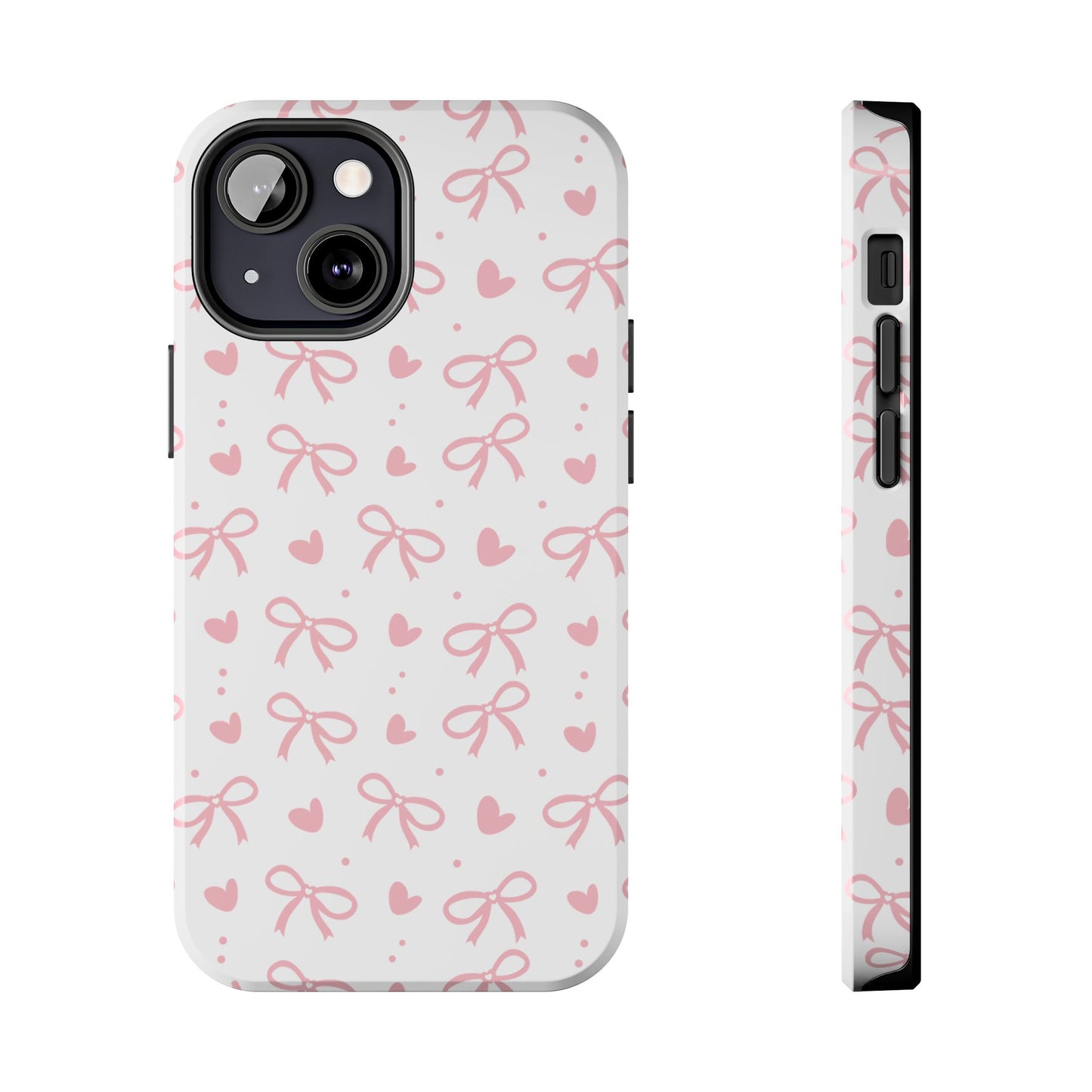 Love & Bows Tough Phone Cases for Girls, Cute Phone Cover, Valentine's Day Gift, Girly Accessories, Heart Pattern