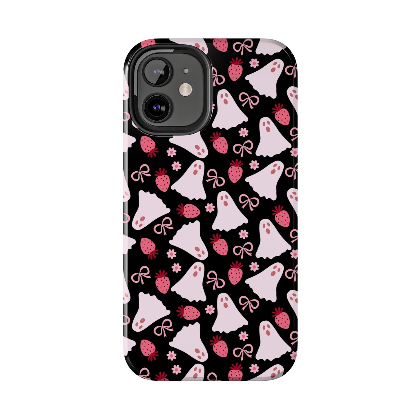 Cute Ghosts and Strawberries Phone Case | Tough Phone Cases, Halloween Accessories, Unique Gift Ideas, Spooky Aesthetic, Everyday Style