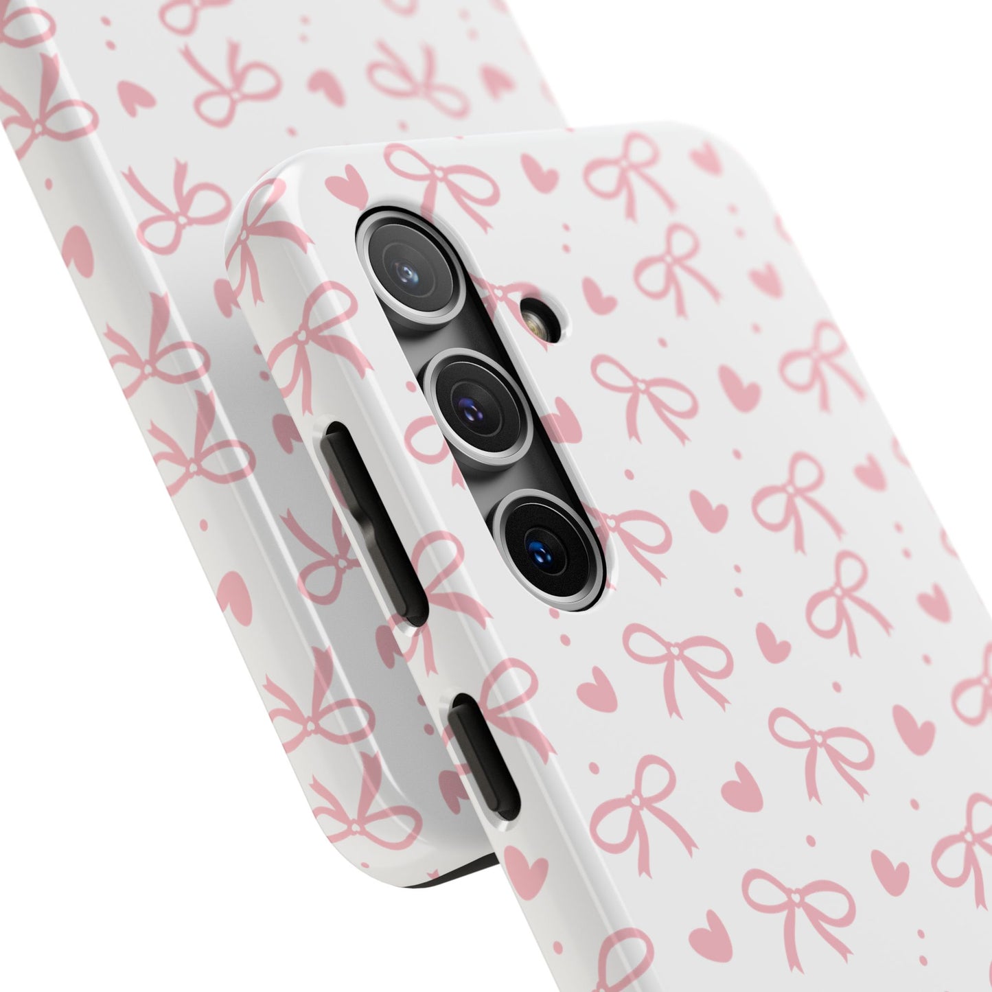 Love & Bows Tough Phone Cases for Girls, Cute Phone Cover, Valentine's Day Gift, Girly Accessories, Heart Pattern