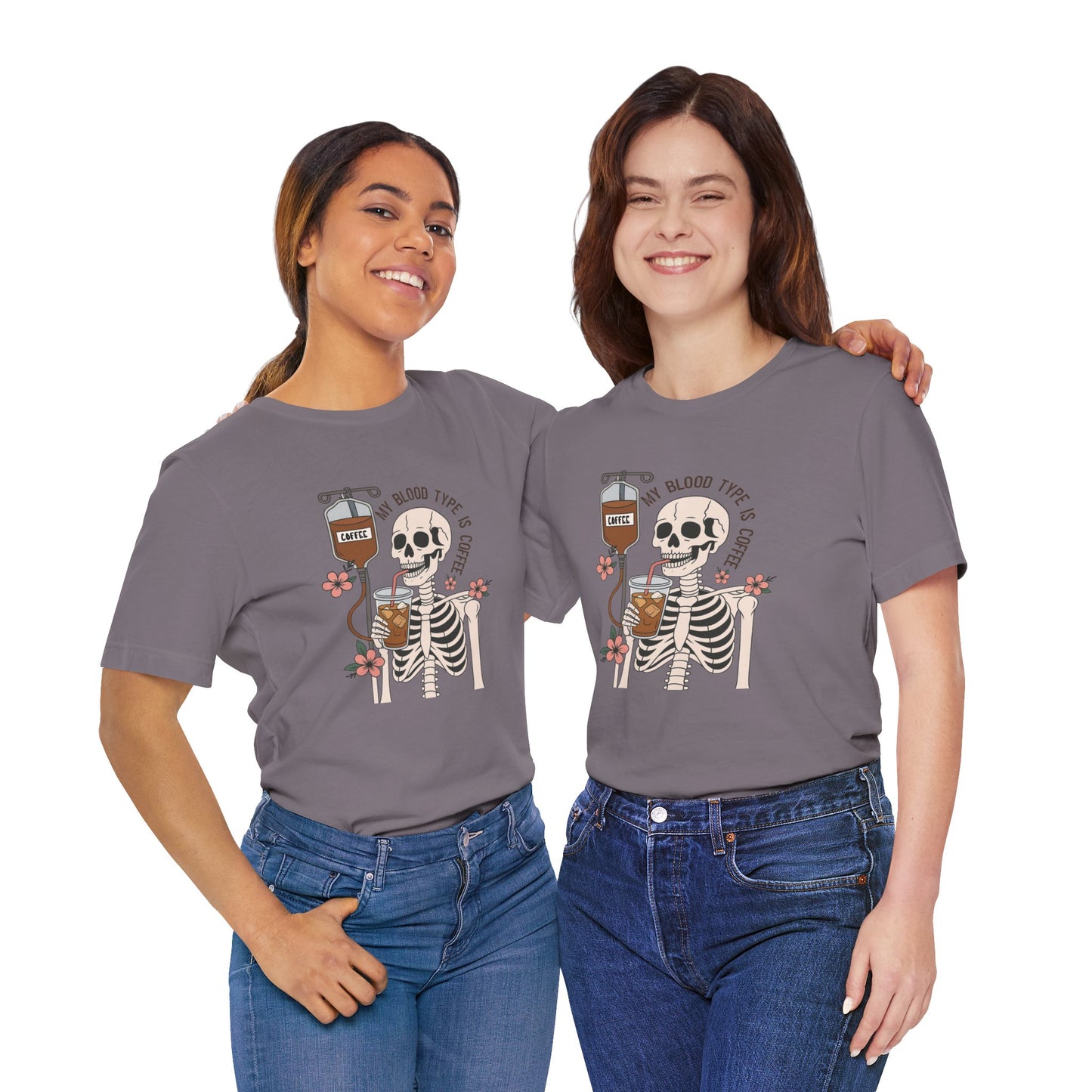 Coffee Lover's Skeleton Tee - Unisex Short Sleeve Shirt, Ideal Gift for Coffee Addicts, Fun Halloween Apparel, Quirky Coffee Shirt