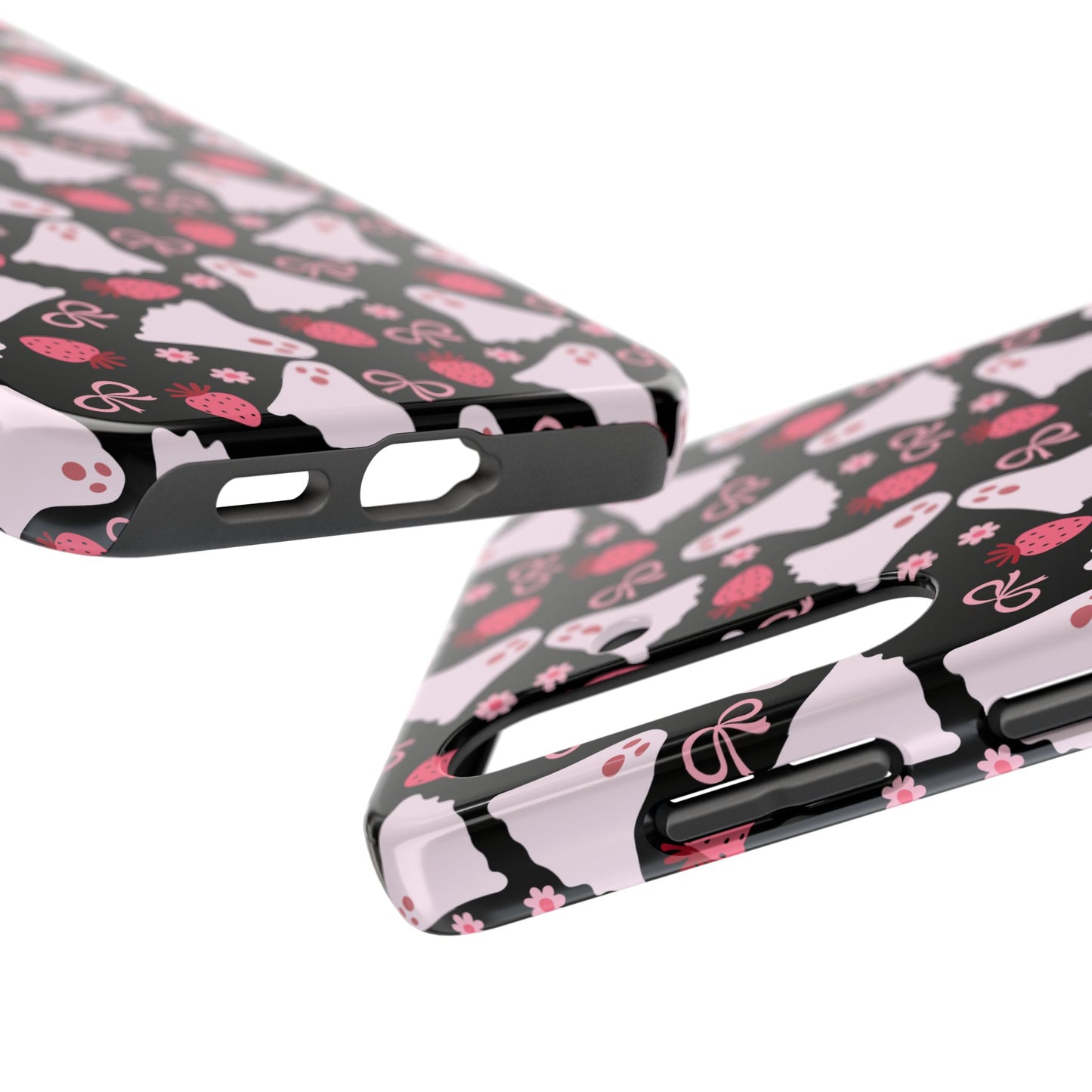 Cute Ghosts and Strawberries Phone Case | Tough Phone Cases, Halloween Accessories, Unique Gift Ideas, Spooky Aesthetic, Everyday Style