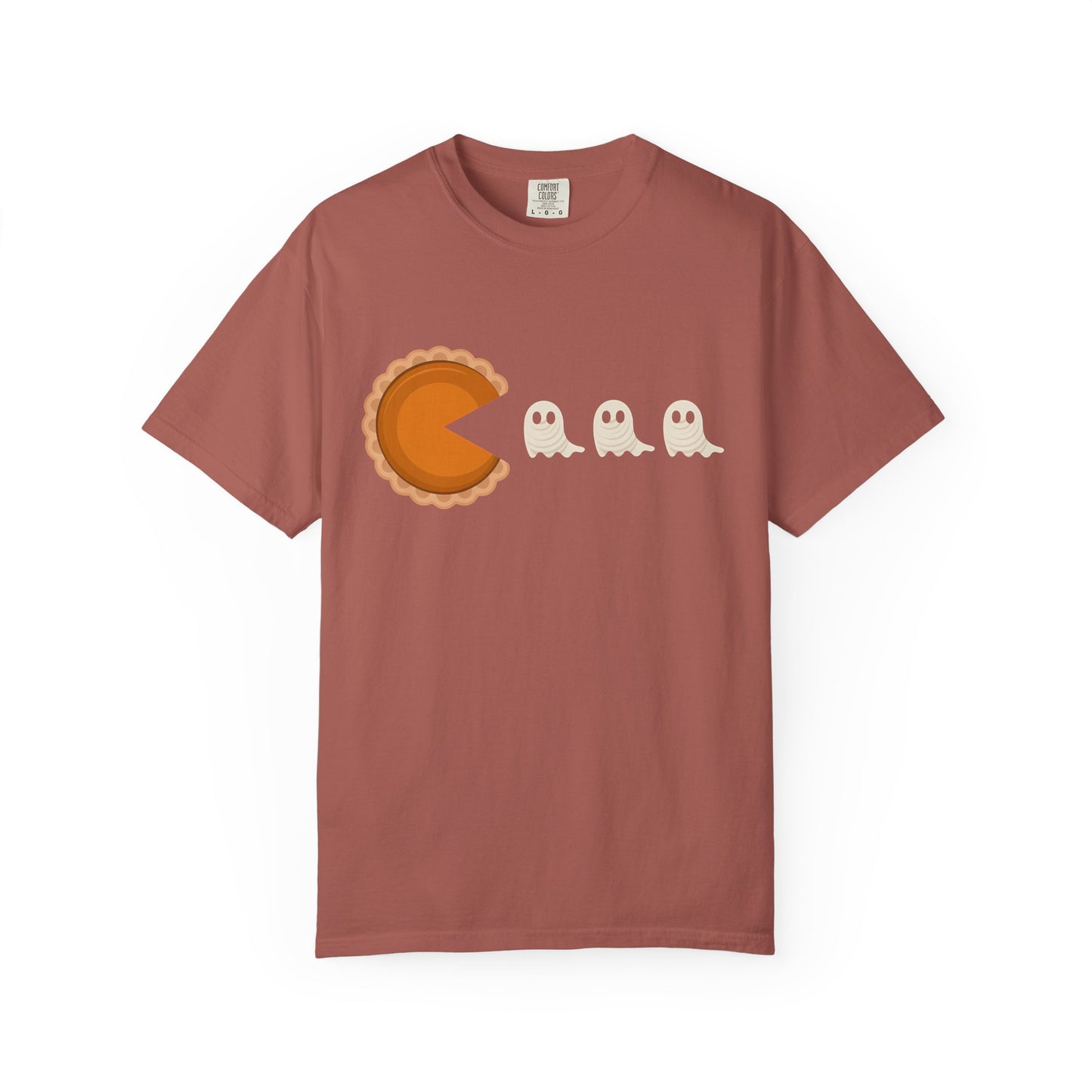 Pac-Man Pumpkin Pie Ghosts Unisex T-Shirt, Halloween Tee, Gamer Shirt, Fun Graphic Top, Gift for Gamers, Casual Wear