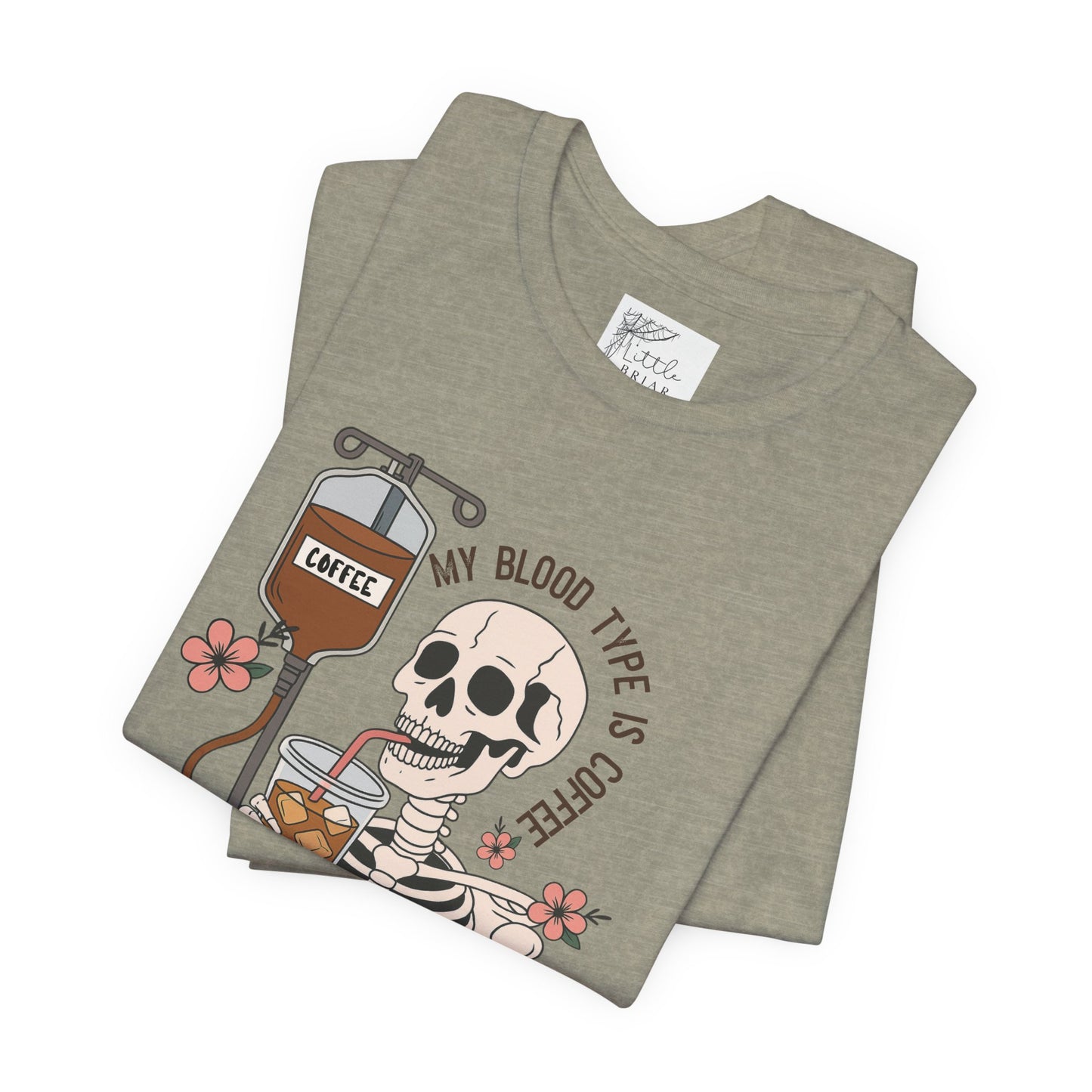 Coffee Lover's Skeleton Tee - Unisex Short Sleeve Shirt, Ideal Gift for Coffee Addicts, Fun Halloween Apparel, Quirky Coffee Shirt